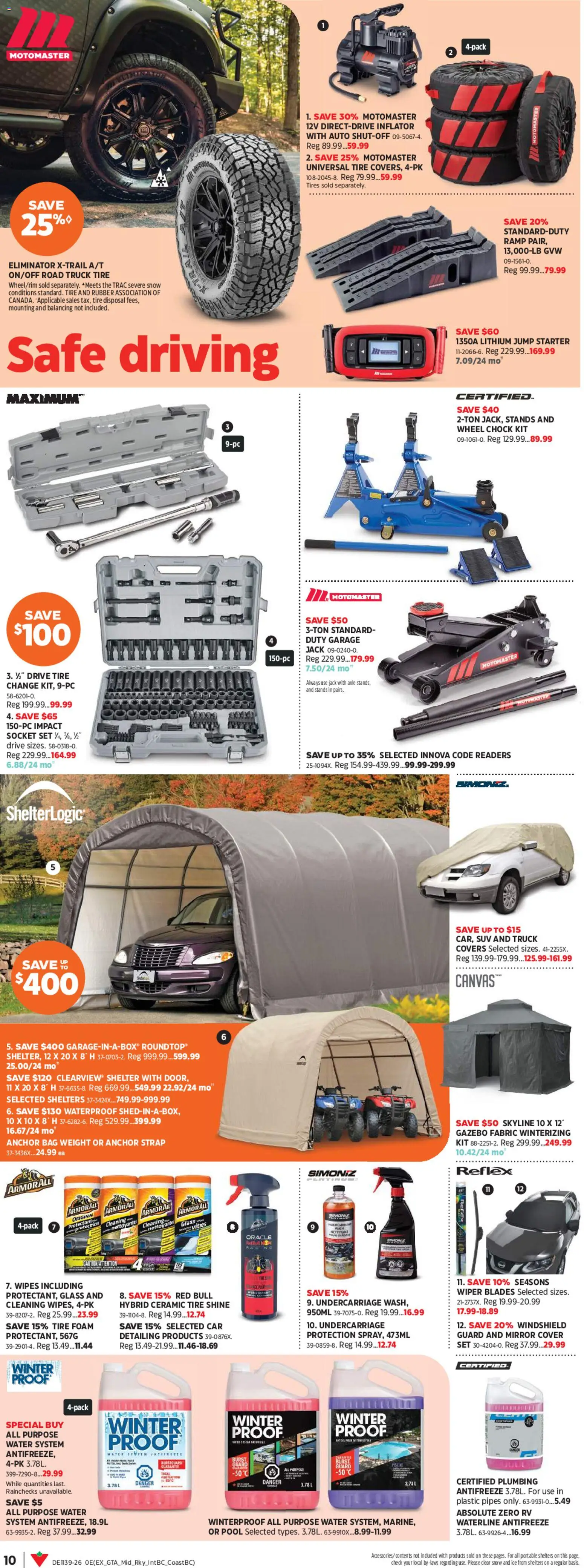 Canadian Tire flyer valid from Sep 24, 2026 | Page: 10 | Products: Red Bull, Socket, Mirror, Ice