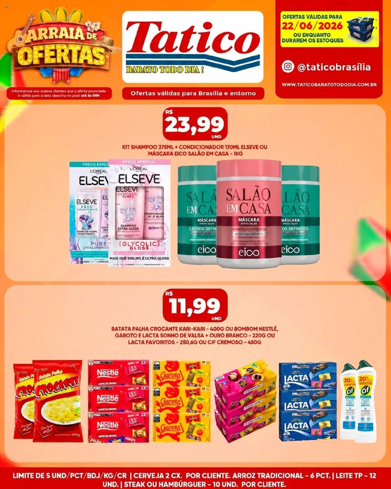 Tatico Folheto - válido de 23/06/2026 | Página: 30 | Produtos: Shampoo, Leite, Arroz, Hambúrguer