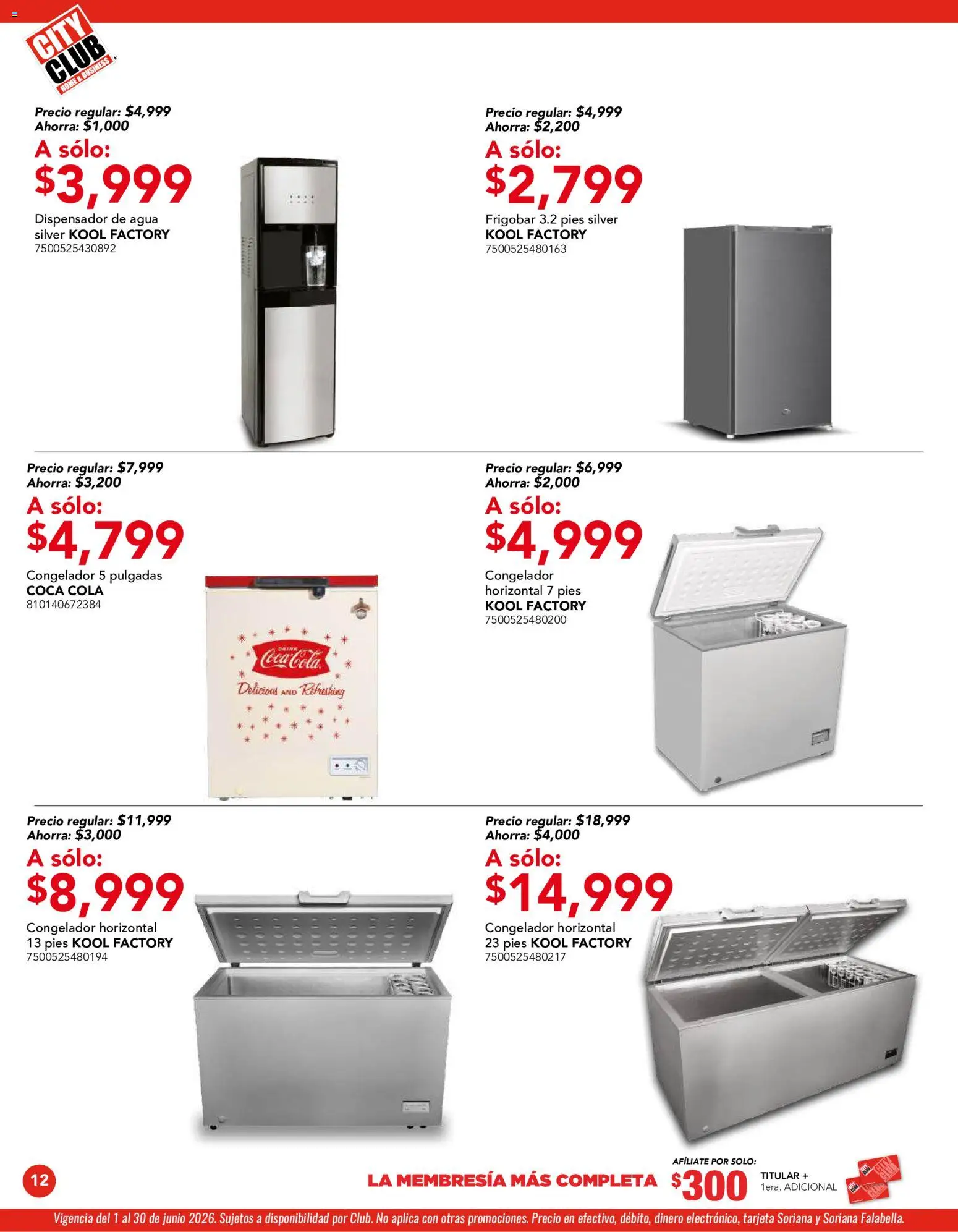 Nuevas ofertas de City Club válidas en toda la República Mexicana desde el 01.06.2026. ¡Encuentra las mejores ofertas en City Club catálogo! | Página: 12 | Productos: Agua, Frigobar, Congelador