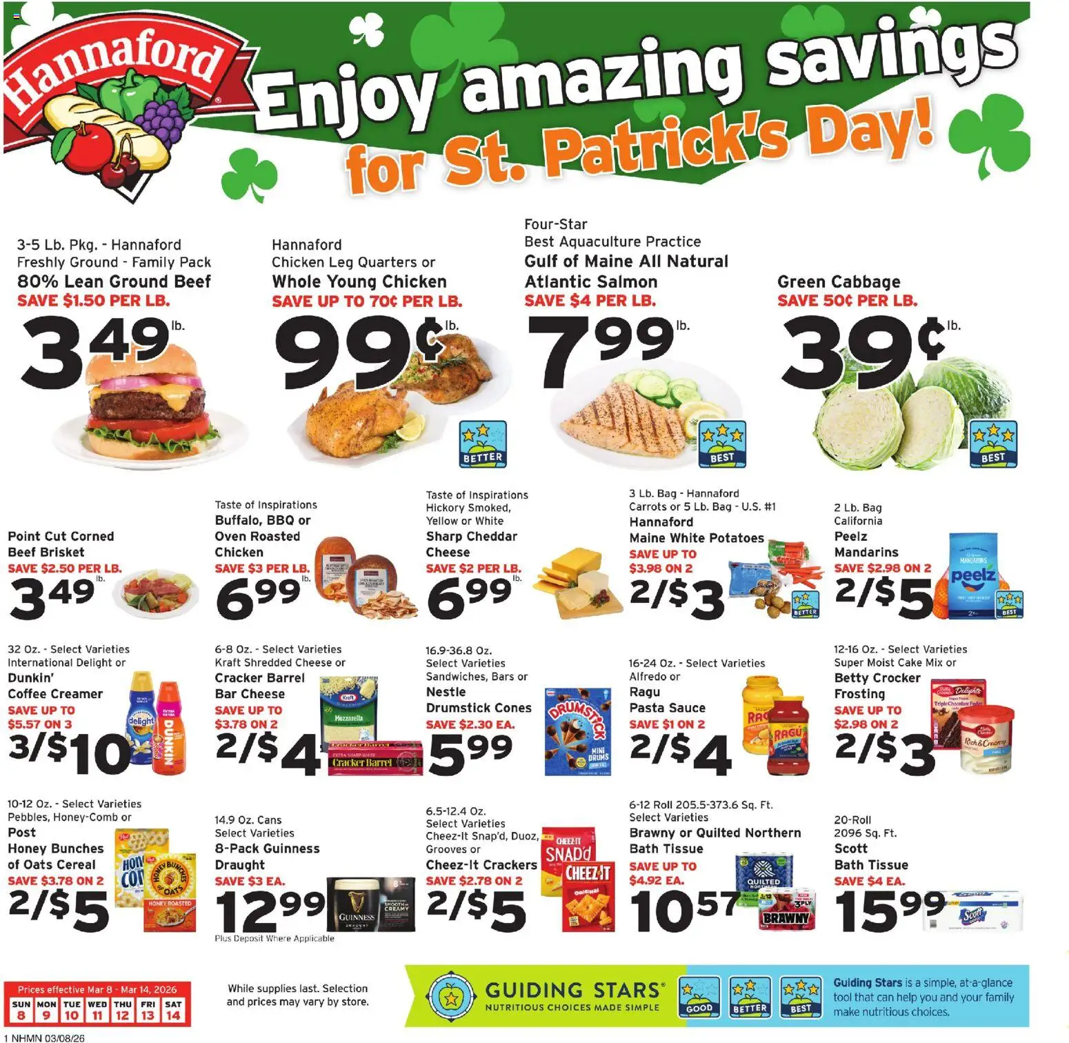 Hannaford Weekly Ad - valid from 08.03.2026 | Page: 1 | Products: Mandarins, Coffee, Bag, Oven