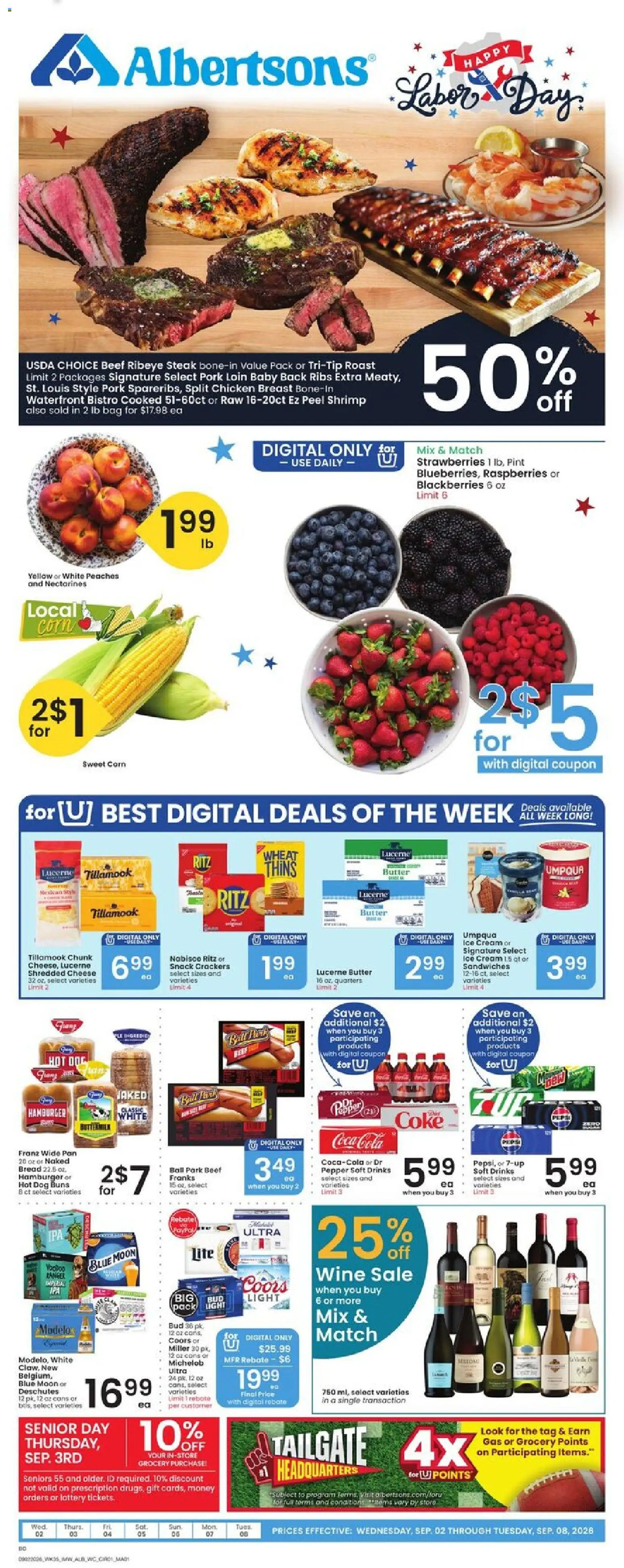 Albertsons Weekly Ad - valid from 09/02/2026 | Page: 1 | Products: Corn, Pork, Beef, Strawberries