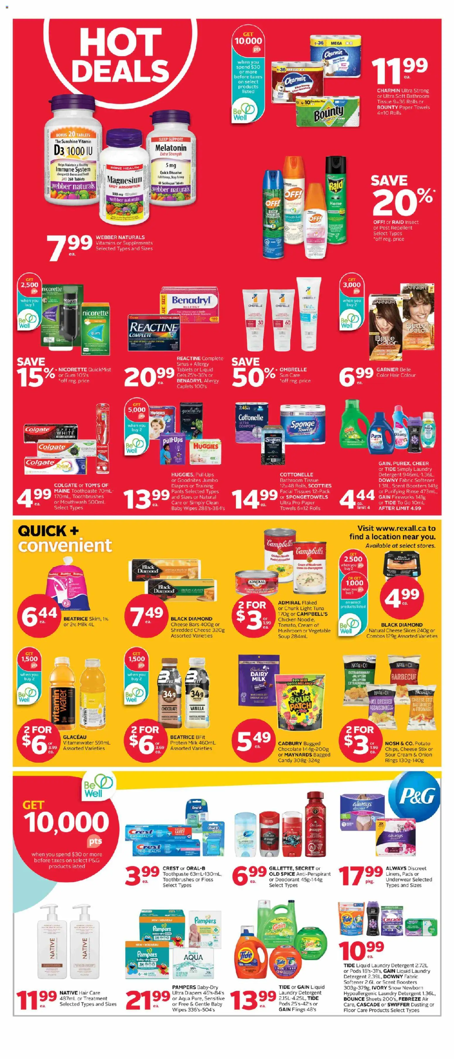 Rexall flyer valid from Aug 14, 2026 | Page: 5 | Products: Tuna, Toothpaste, Mouthwash, Milk