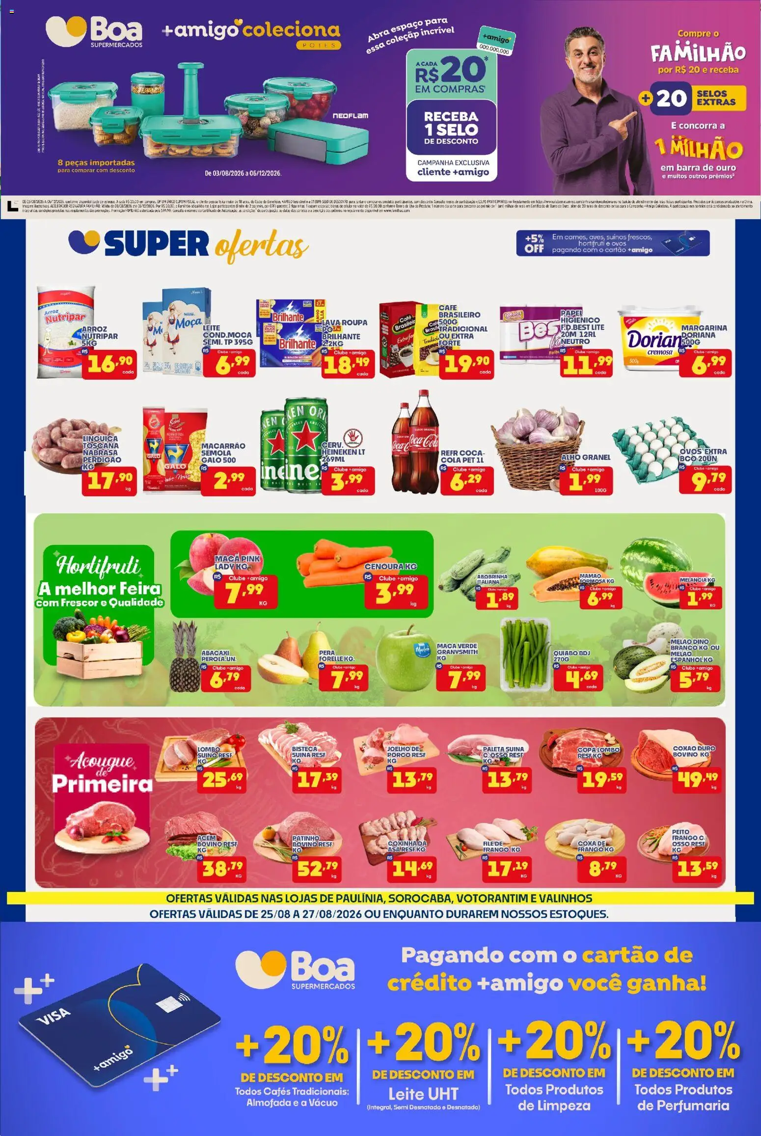 Boa Supermercados Folheto - válido de 25/08/2026 | Página: 1 | Produtos: Melão, Lombo, Abacaxi, Mamão