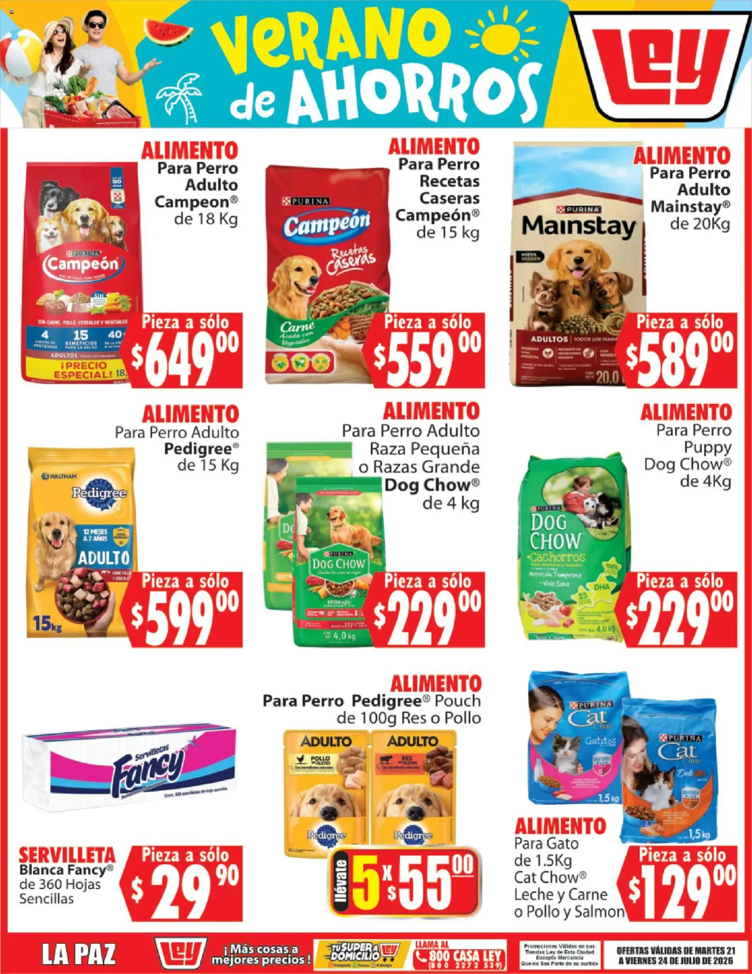 Nuevas ofertas de Casa Ley válidas en toda la República Mexicana desde el 21/07/2026. ¡Encuentra las mejores ofertas en Casa Ley folleto Verano de ahorros! | Página: 6 | Productos: Pollo, Leche, Res, Servilletas