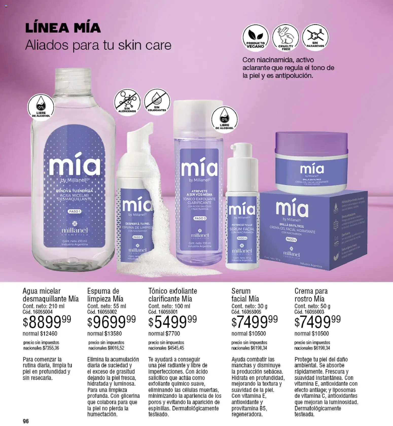 Millanel - Catálogo │ válido desde el 30/03/2026 | Página: 96 | Productos: Exfoliante, Desmaquillante, Alcohol, Crema