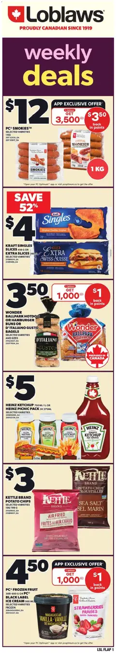 Preview of Loblaws weekly flyer / circulaire from shop Loblaws valid from 11.06.2026 | Page: 2 | Products: Strawberries, Chips, Ice cream, PC