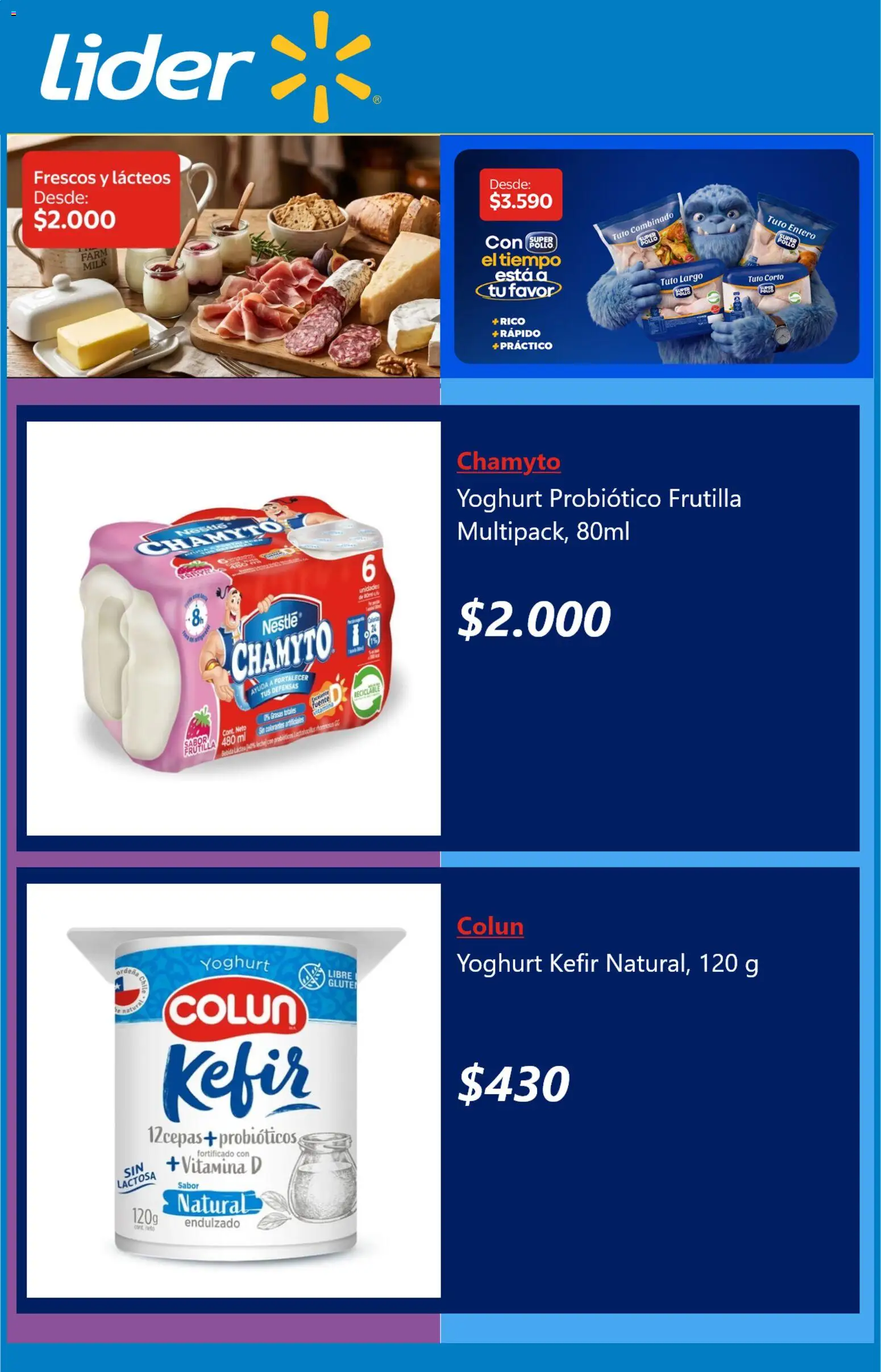 Lider Ofertas │ válido desde el 28.07.2026 | Página: 3 | Productos: Leche, Pollo, Frutilla, Fuente