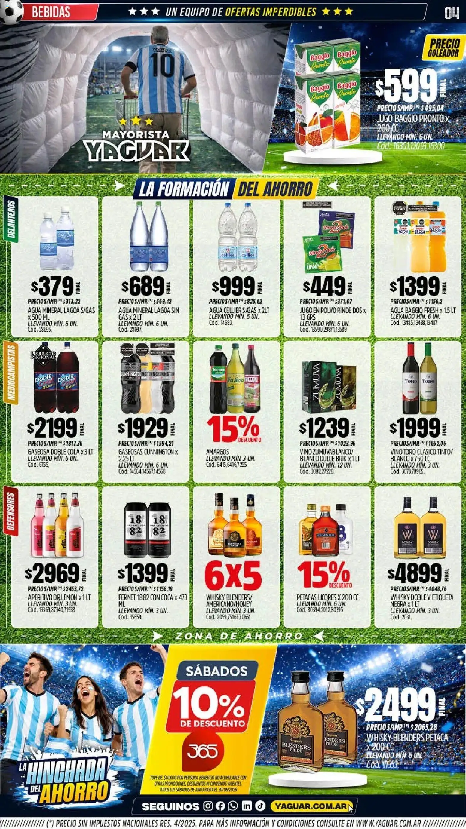 Yaguar - Oferta Semanal Córdoba │ válido desde el 08.06.2026 | Página: 4 | Productos: Whisky, Fernet, Gaseosa, Vino