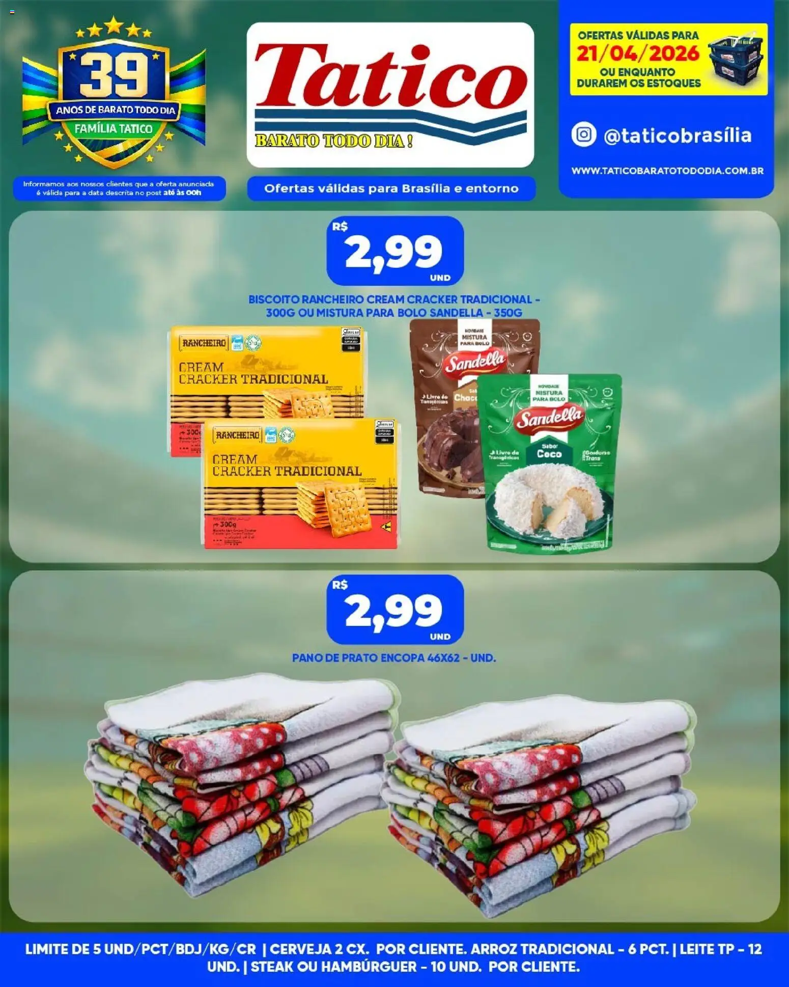 Tatico Folheto - válido de 21.04.2026 | Página: 3 | Produtos: Coco, Arroz, Hambúrguer, Cream cracker