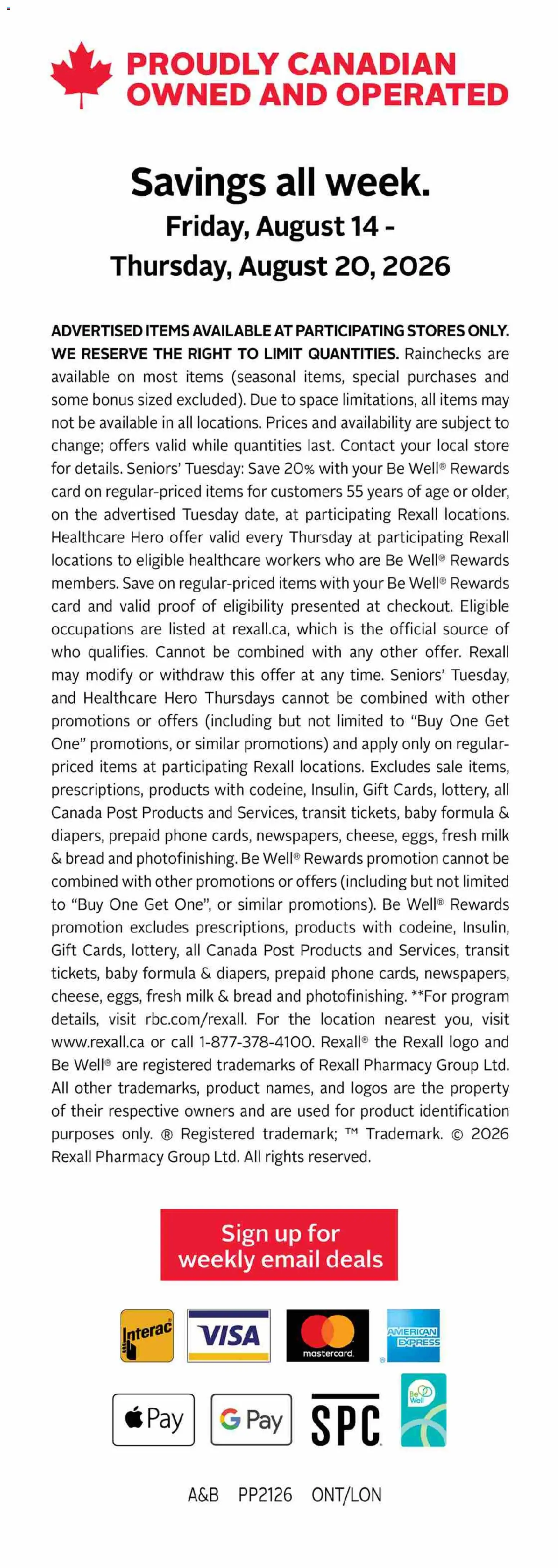 Rexall flyer valid from Aug 14, 2026 | Page: 21 | Products: Phone, Milk, Bread