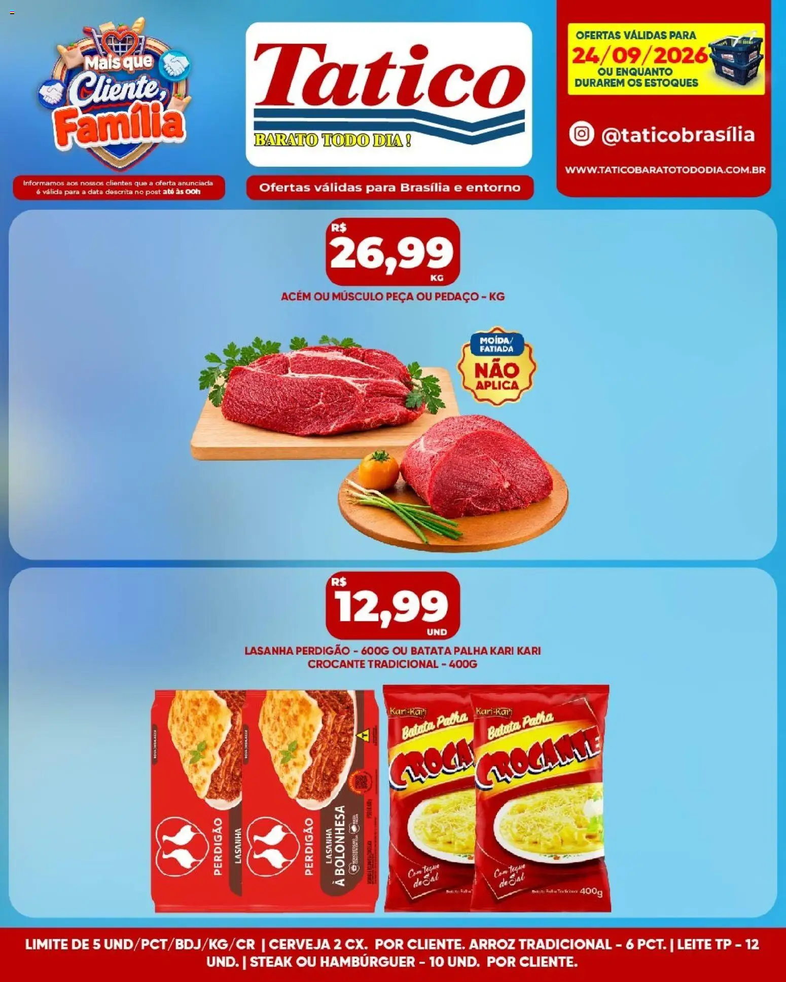 Tatico Folheto - válido de 24/09/2026 | Página: 11 | Produtos: Acém, Hambúrguer, Lasanha, Batata palha