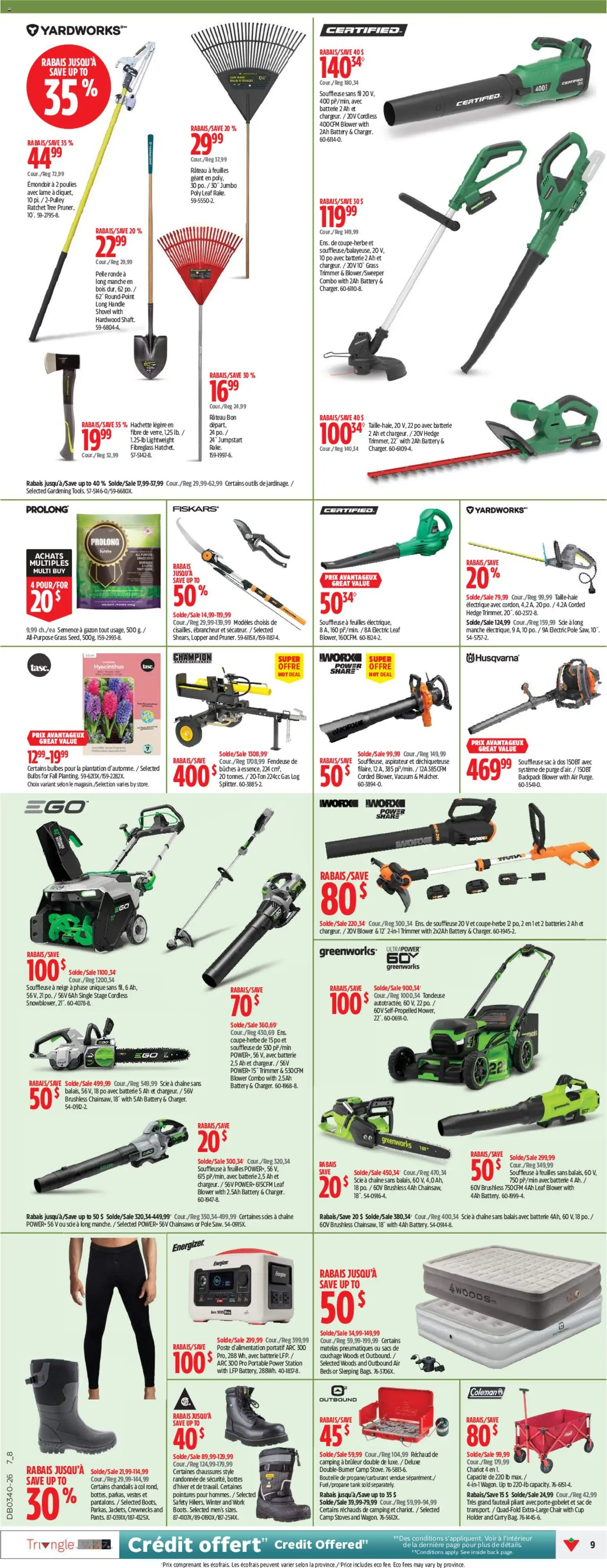 Canadian Tire flyer valid from Oct 1, 2026 | Page: 9 | Products: Backpack, Batteries, Chair, Battery