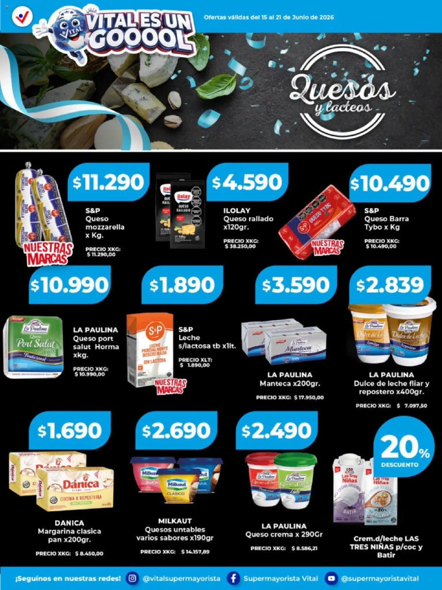 Vital - Especial de frescos │ válido desde el 15.06.2026 | Página: 3 | Productos: Queso crema, Leche, Manteca, Crema