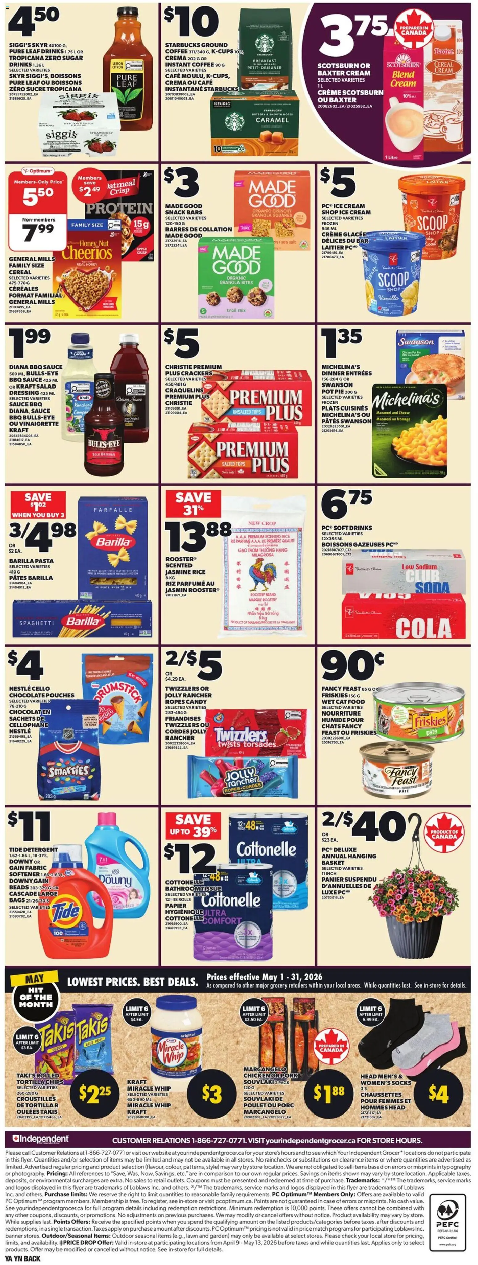 Independent Grocer flyer valid from 07.05.2026 | Page: 2 | Products: Pasta, Cream, Ice cream, Socks