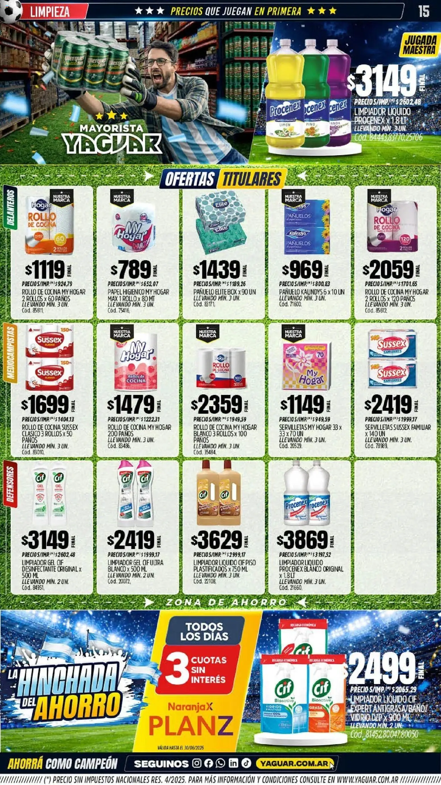 Yaguar - Oferta Semanal General Roca │ válido desde el 15/06/2026 | Página: 15 | Productos: Papel higiénico, Cocina, Servilletas, Limón