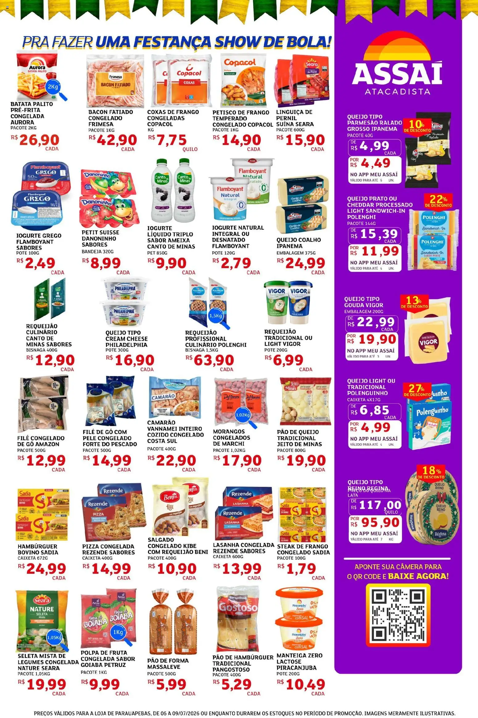 Assaí Atacadista Folheto - válido de 06/07/2026 | Página: 3 | Produtos: Goiaba, Pizza, Queijo coalho, Hambúrguer
