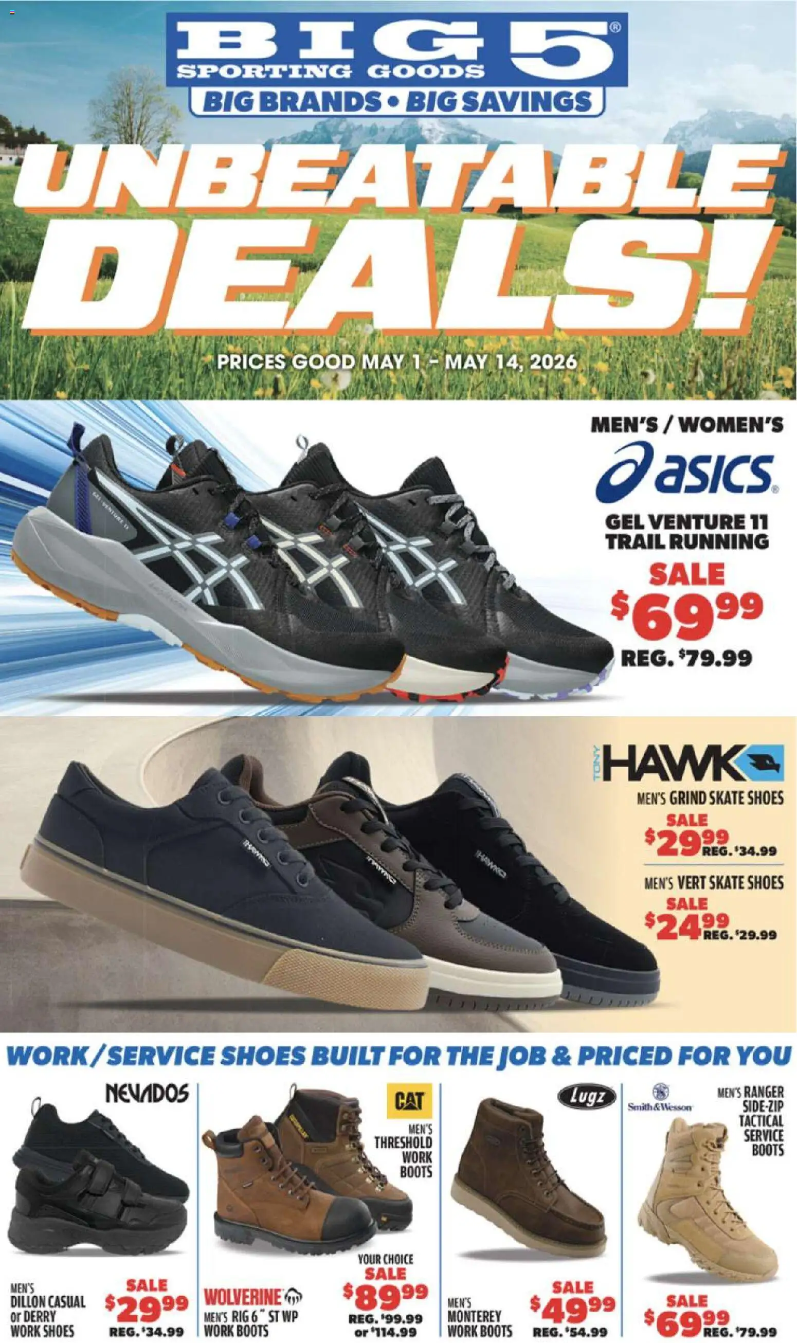 Big 5 Sporting Goods Weekly Ad - valid from 01.05.2026 | Page: 1 | Products: Boots, Rig