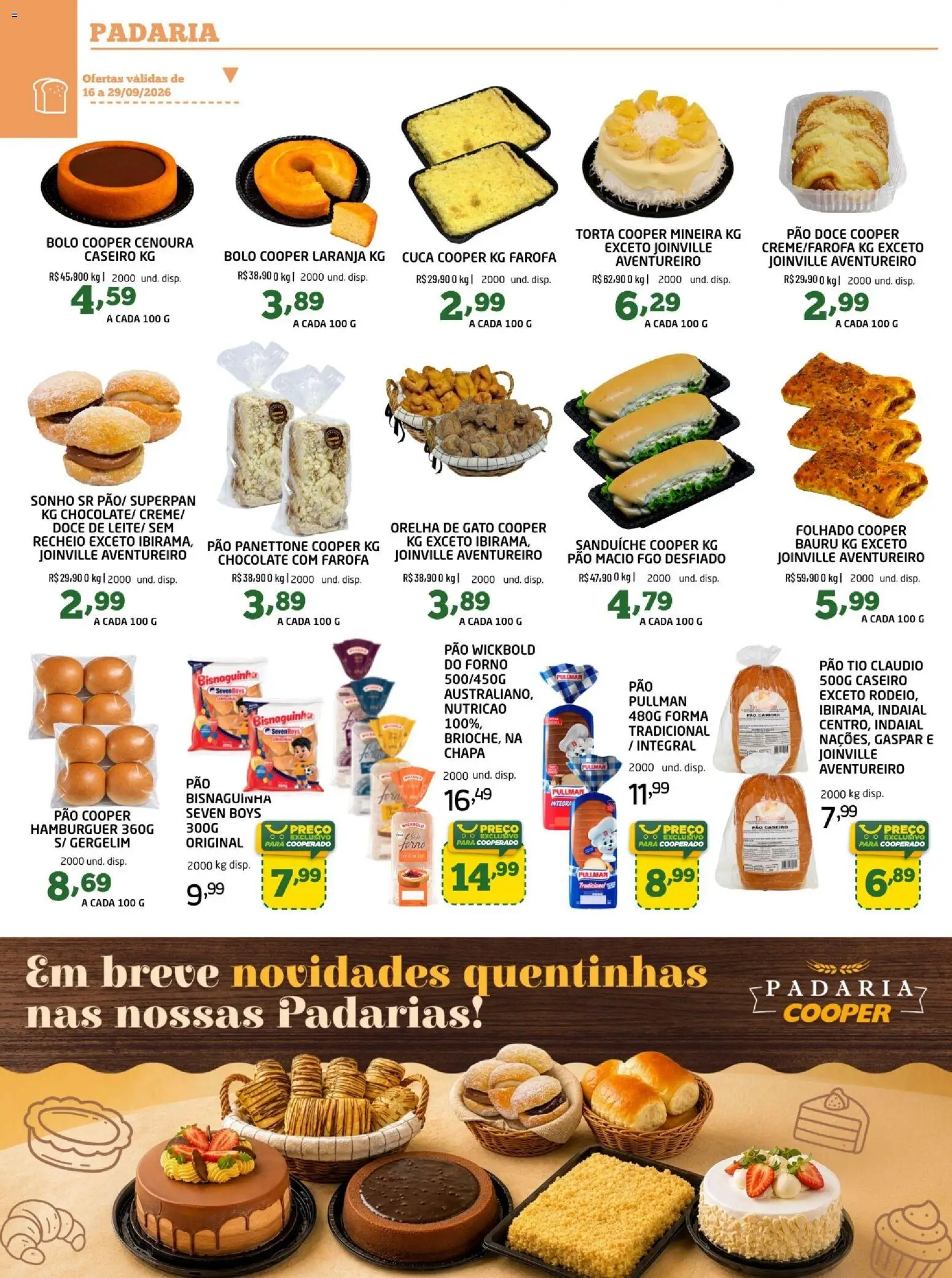 Cooper Folheto - válido de 16/09/2026 | Página: 4 | Produtos: Sonho, Bolo, Gergelim, Pão doce