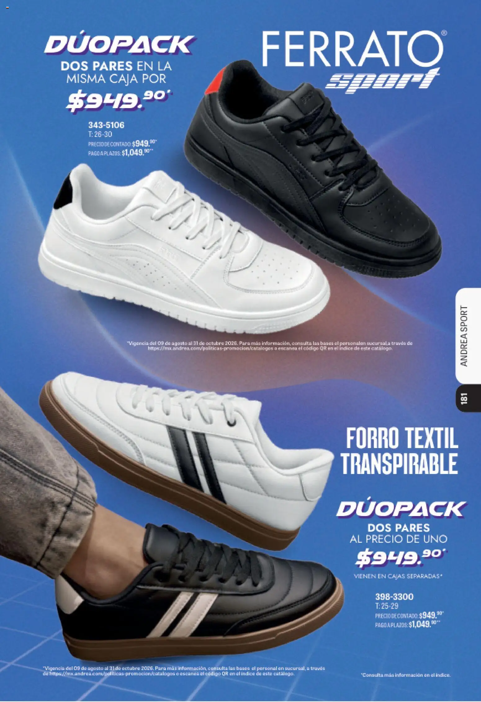 Nuevas ofertas de Andrea válidas en toda la República Mexicana desde el 09/08/2026. ¡Encuentra las mejores ofertas en Andrea catálogo Deportivo Completo! | Página: 181