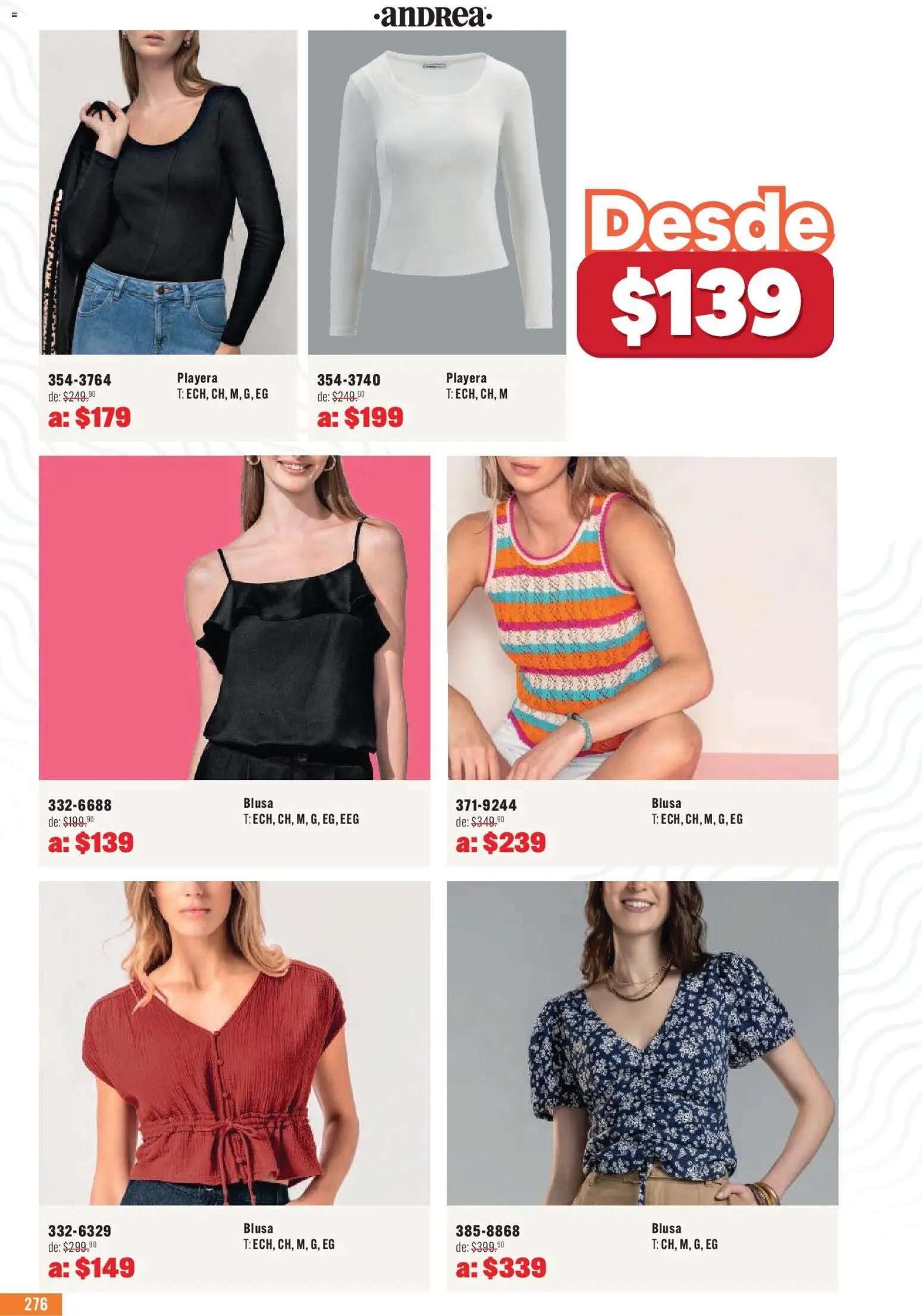 Nuevas ofertas de Andrea válidas en toda la República Mexicana desde el 03.05.2026. ¡Encuentra las mejores ofertas en Andrea catálogo Outlet! | Página: 276 | Productos: Blusa, Playera