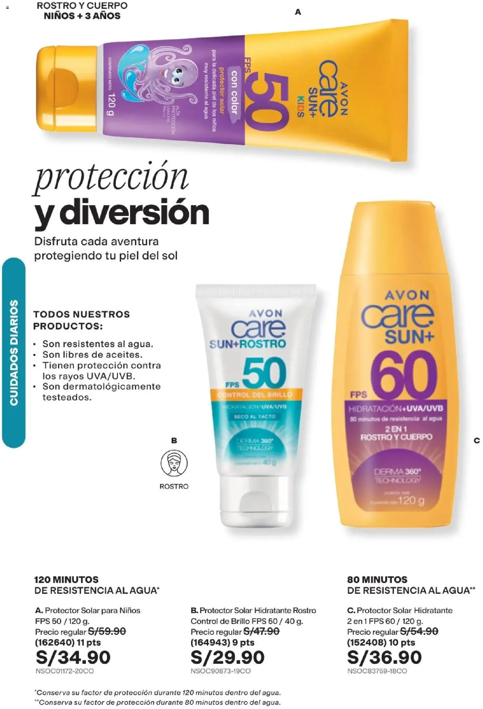 Catálogo Avon válido desde 15/09/2026 | Página: 145 | Productos: Protector solar, Agua