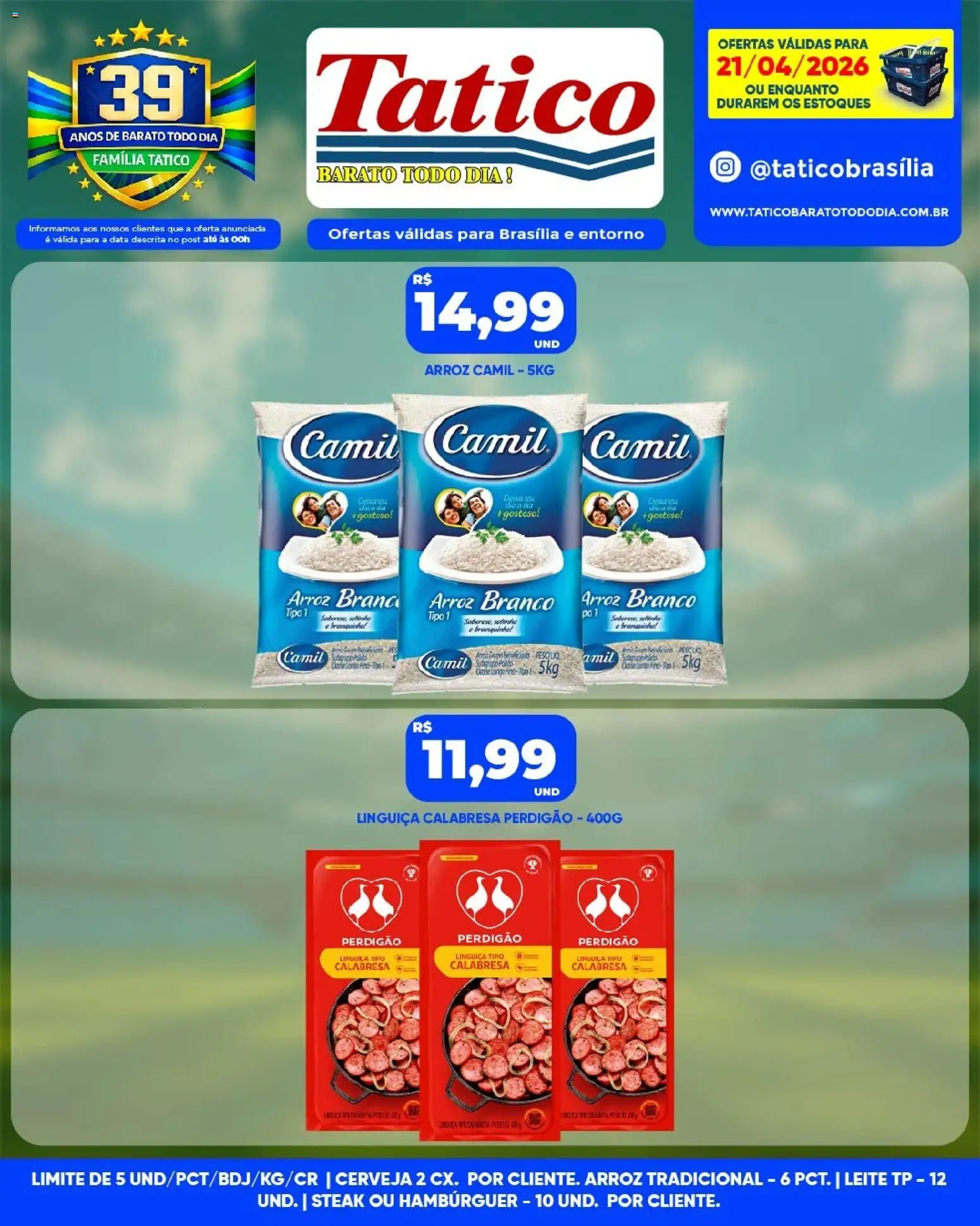 Tatico Folheto - válido de 21.04.2026 | Página: 10 | Produtos: Linguiça, Cerveja, Arroz, Hambúrguer