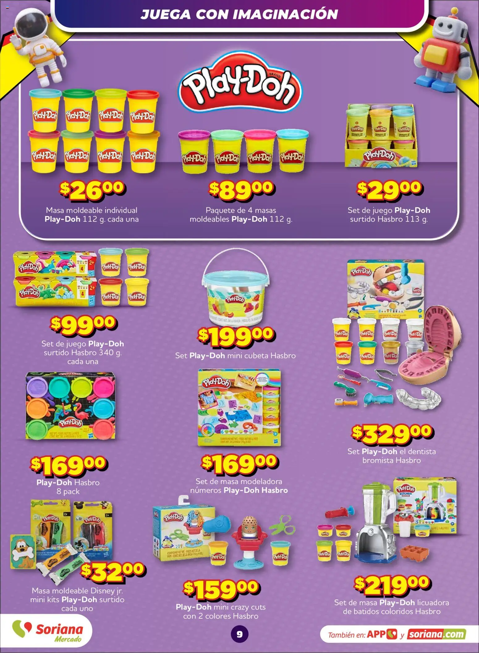 Nuevas ofertas de Soriana válidas en toda la República Mexicana desde el 28/09/2026. ¡Encuentra las mejores ofertas en Soriana Mercado - Mercado del Juguete! | Página: 9 | Productos: Masa, Licuadora, Juego