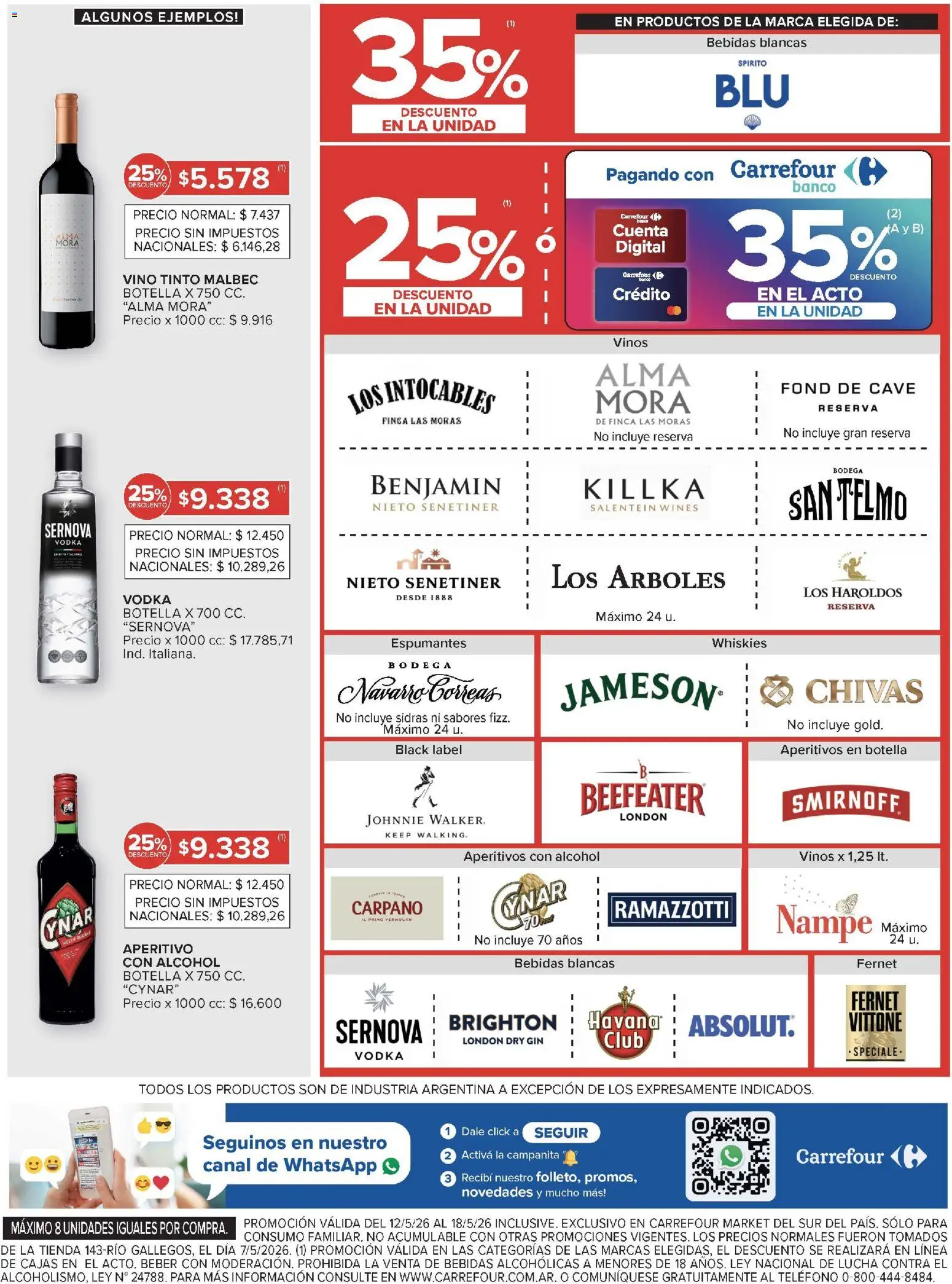 Carrefour Market catálogo │ válido desde el 12.05.2026 | Página: 8 | Productos: Vodka, Teléfono, Fernet, Vino