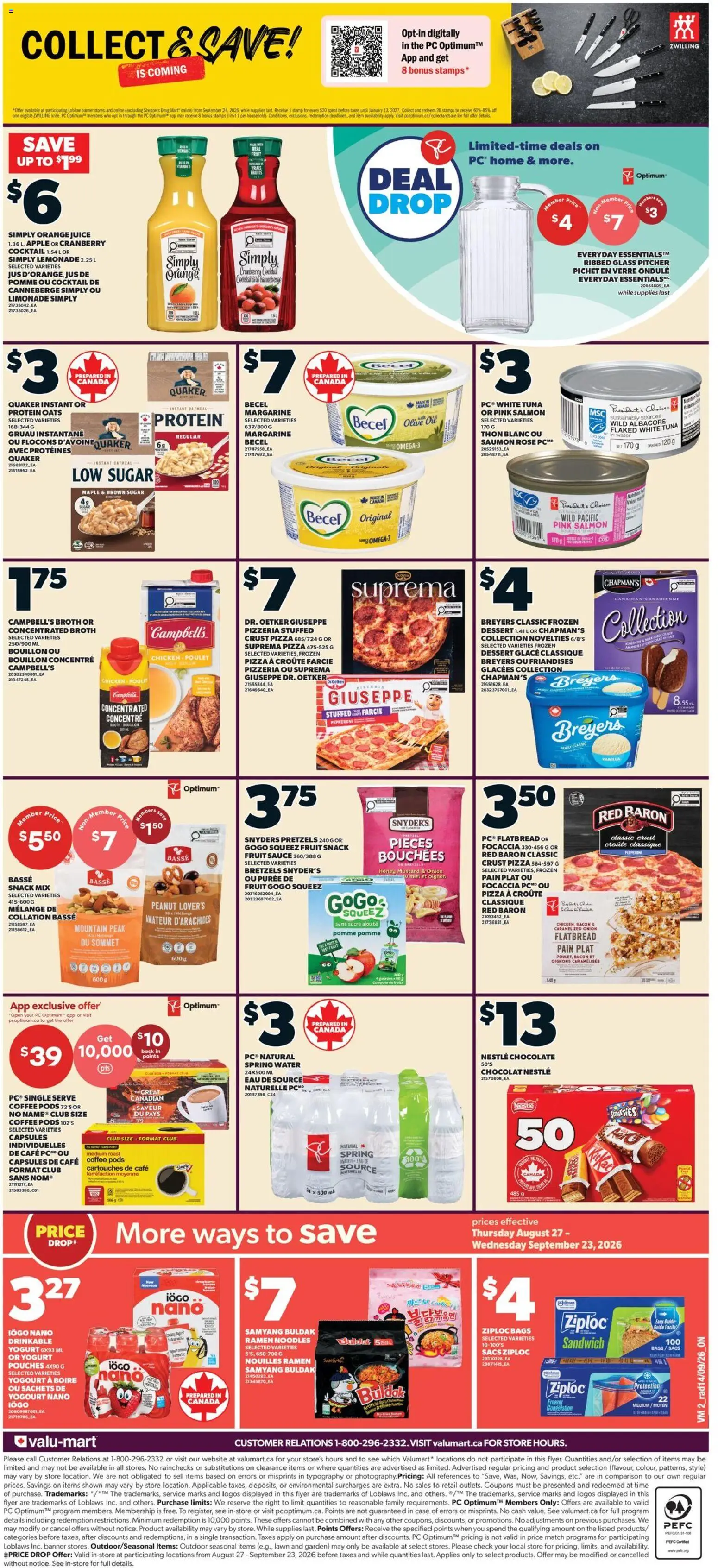 Valu Mart flyer valid from Sep 17, 2026 | Page: 2 | Products: Fruit, Bacon, Chocolate, Chicken