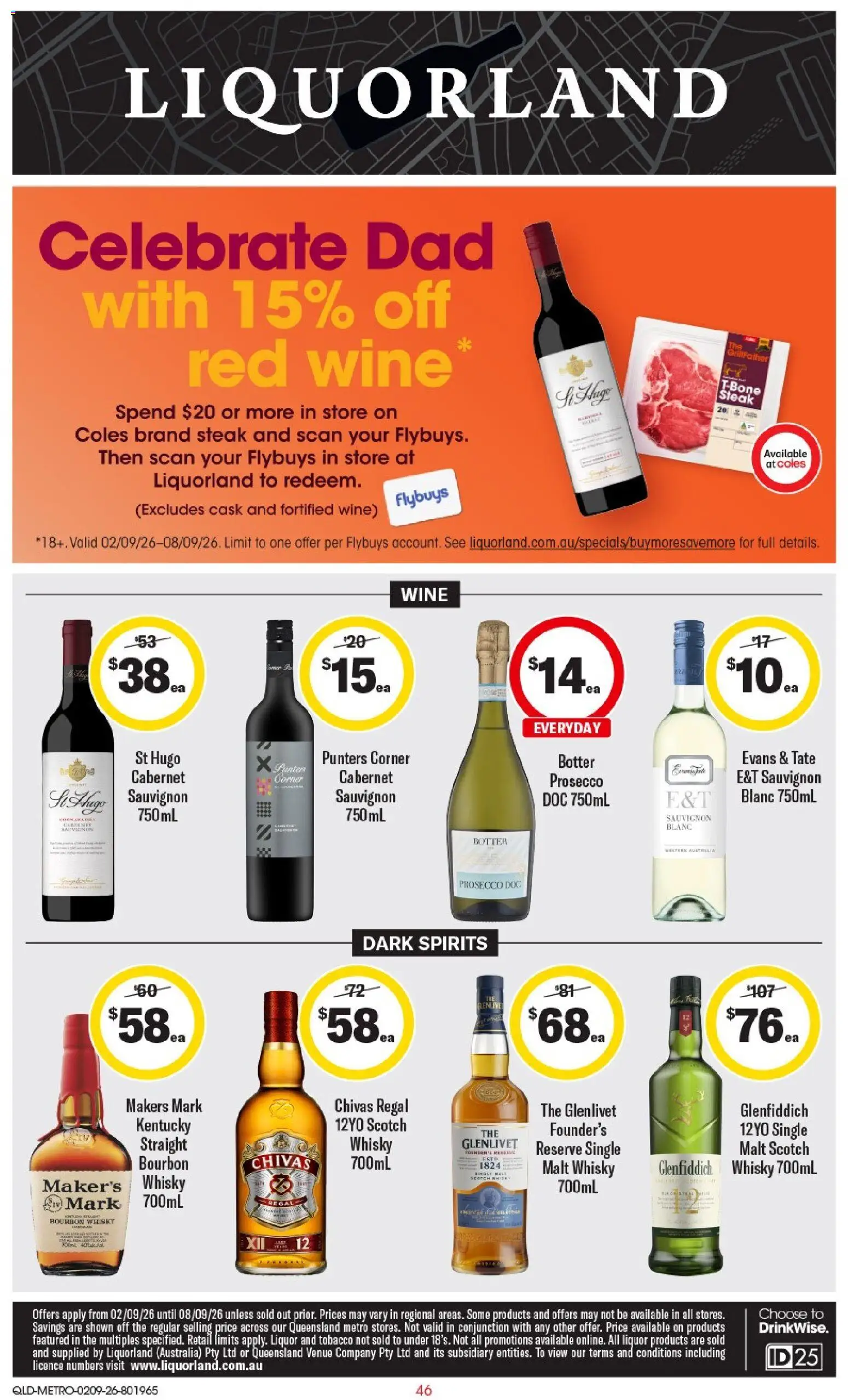 Coles catalogue - valid from 02/09/2026 | Page: 47 | Products: Scotch whisky, Glenfiddich whisky, Bourbon, Prosecco