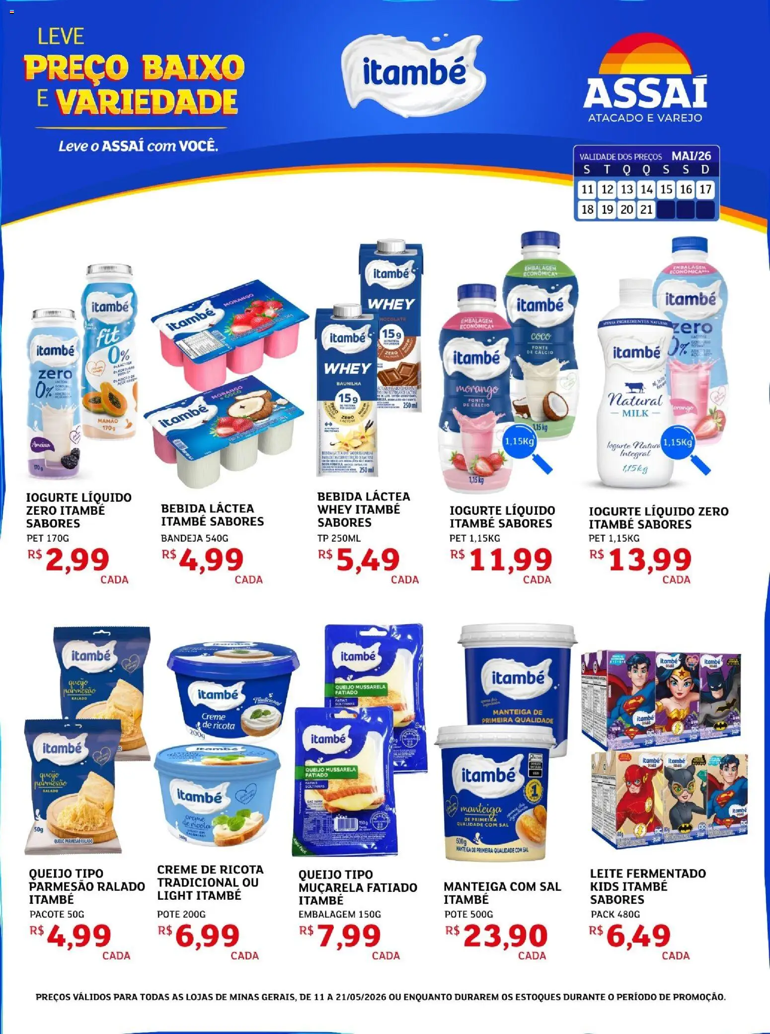 Assaí Atacadista Folheto - válido de 11.05.2026 | Página: 1 | Produtos: Ricota, Creme, Queijo parmesão, Leite fermentado