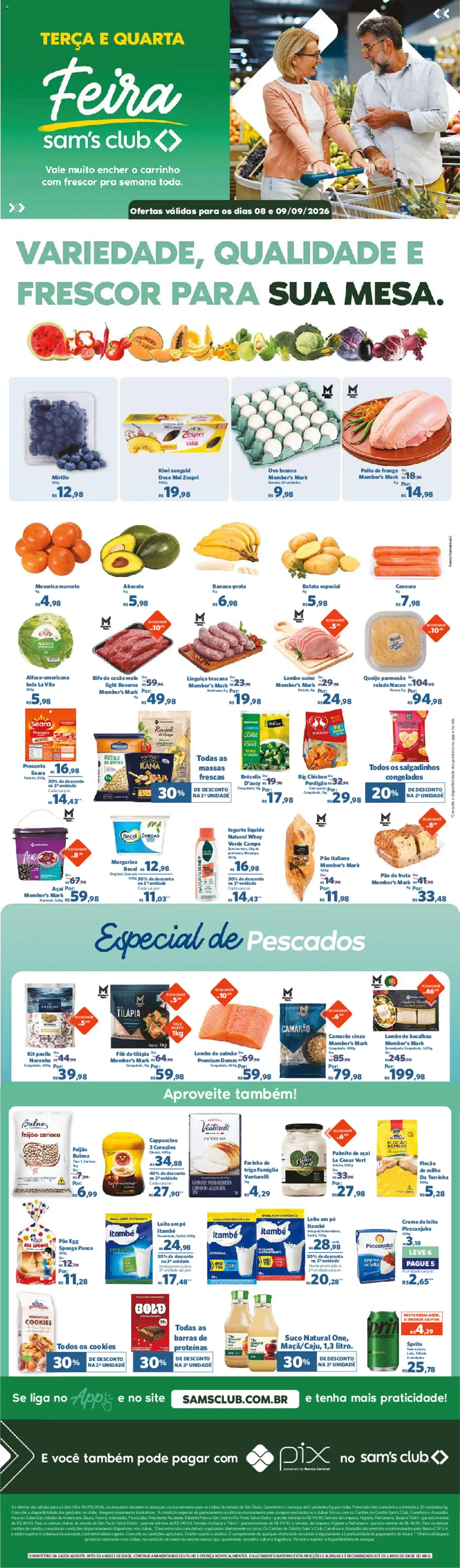 Sam's Club Folheto - válido de 08/09/2026 | Página: 1 | Produtos: Mirtilo, Creme, Cookies, Leite em pó
