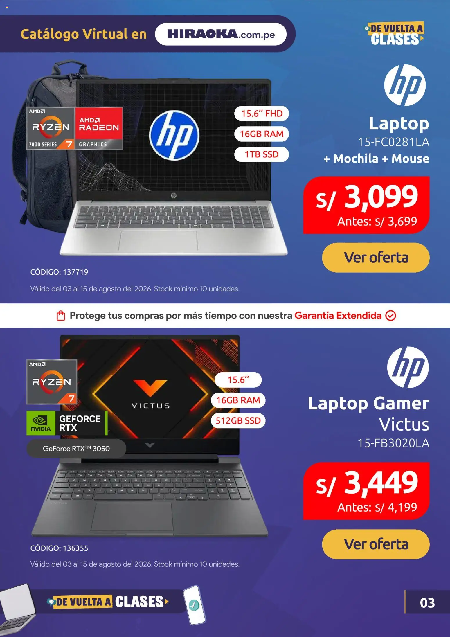 Catálogo Hiraoka válido desde 03/08/2026 | Página: 4 | Productos: Mochila, Mouse, Laptop