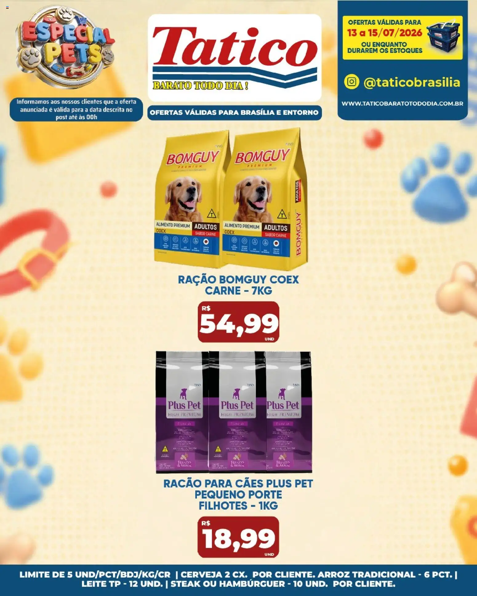 Tatico Folheto - válido de 14/07/2026 | Página: 46 | Produtos: Leite, Arroz, Hambúrguer, Frango