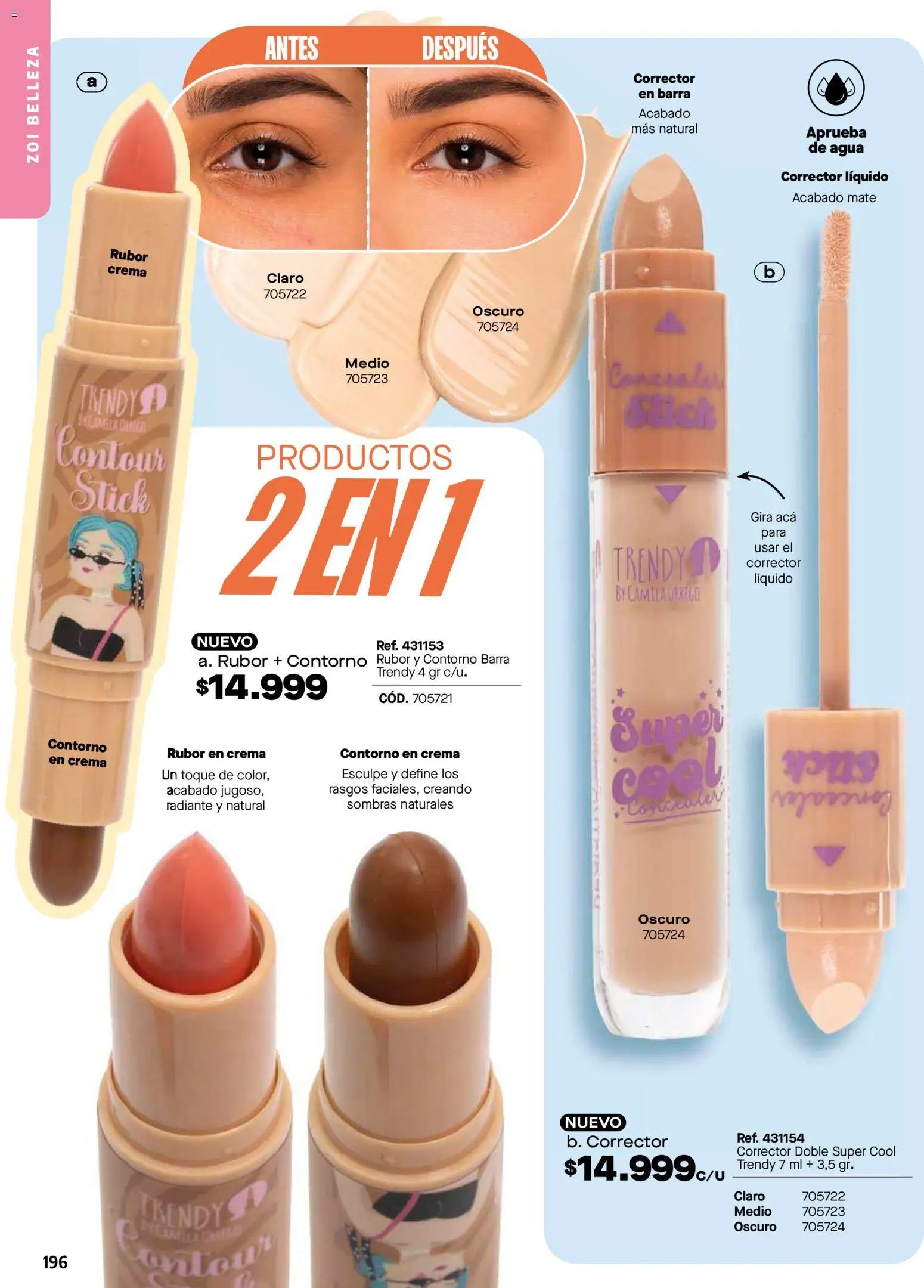 Carmel revista - valida desde el 01/04/2026 | Página: 196 | Productos: Agua, Crema, Rubor, Contorno