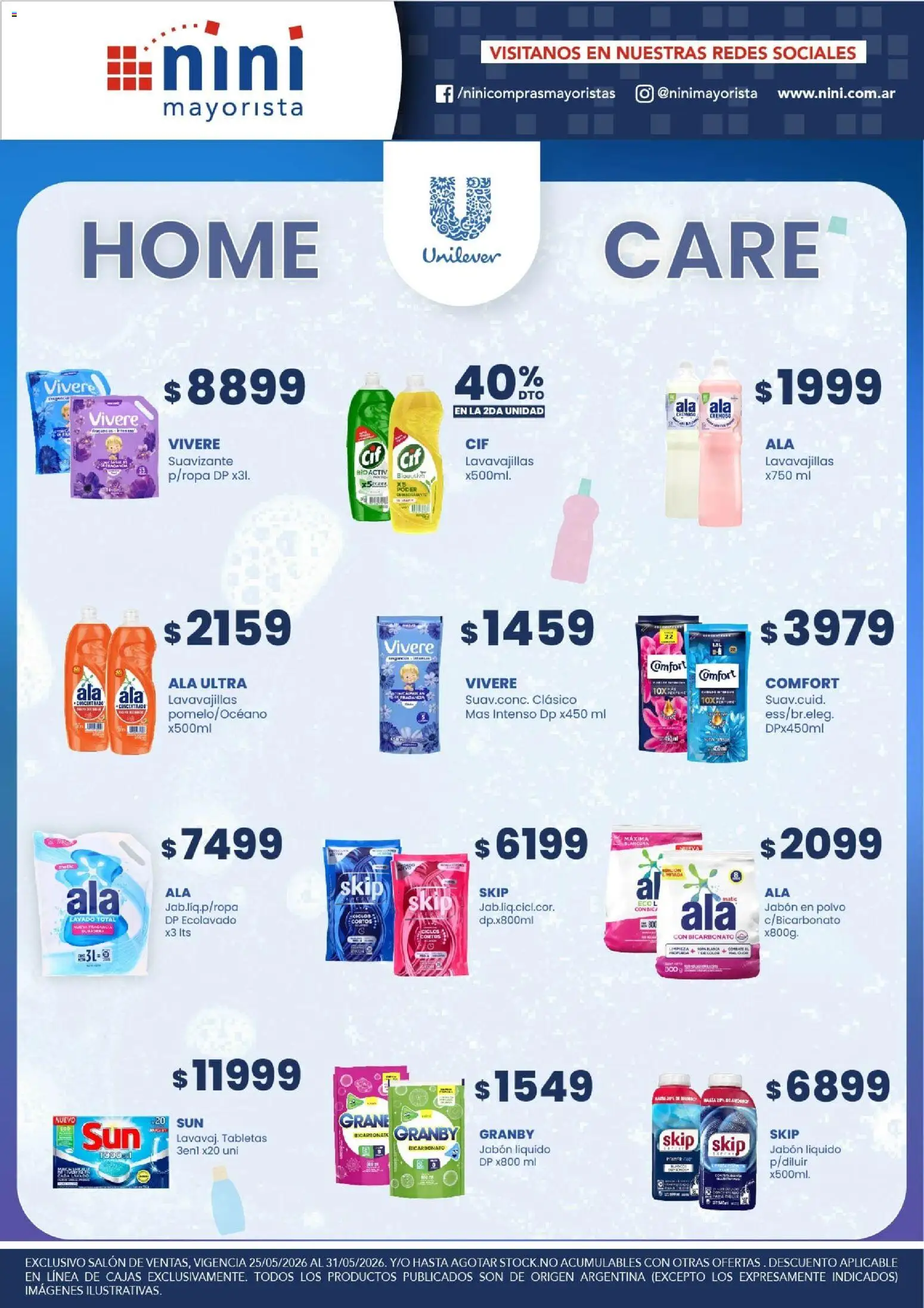 NINI Mayorista ofertas Home Care │ válido desde el 25.05.2026 | Página: 1 | Productos: Polvo, Jabón líquido, Jabón, Suavizante
