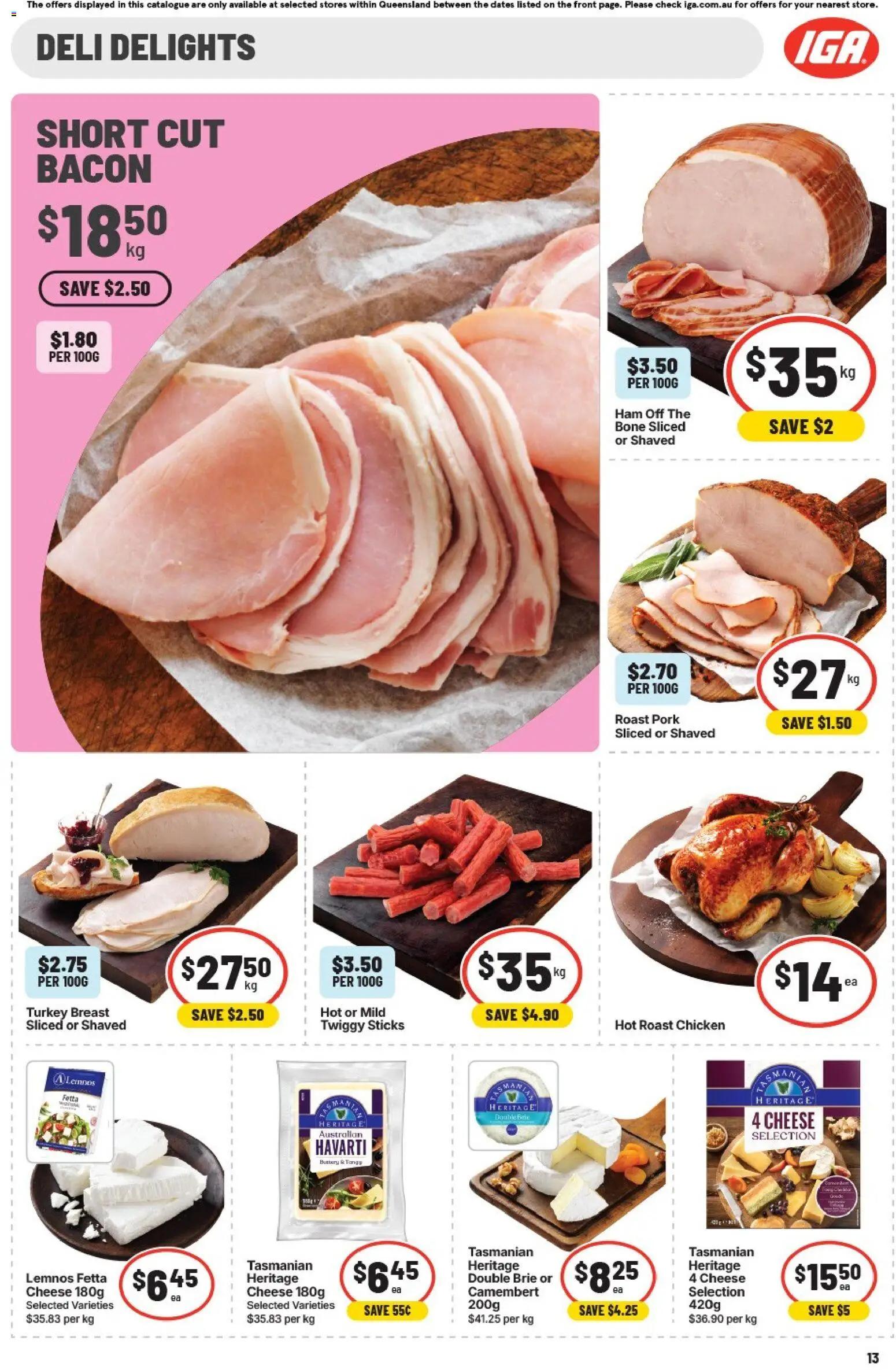 IGA catalogue - valid from 12/08/2026 | Page: 13 | Products: Turkey breast, Ham, Pork, Camembert