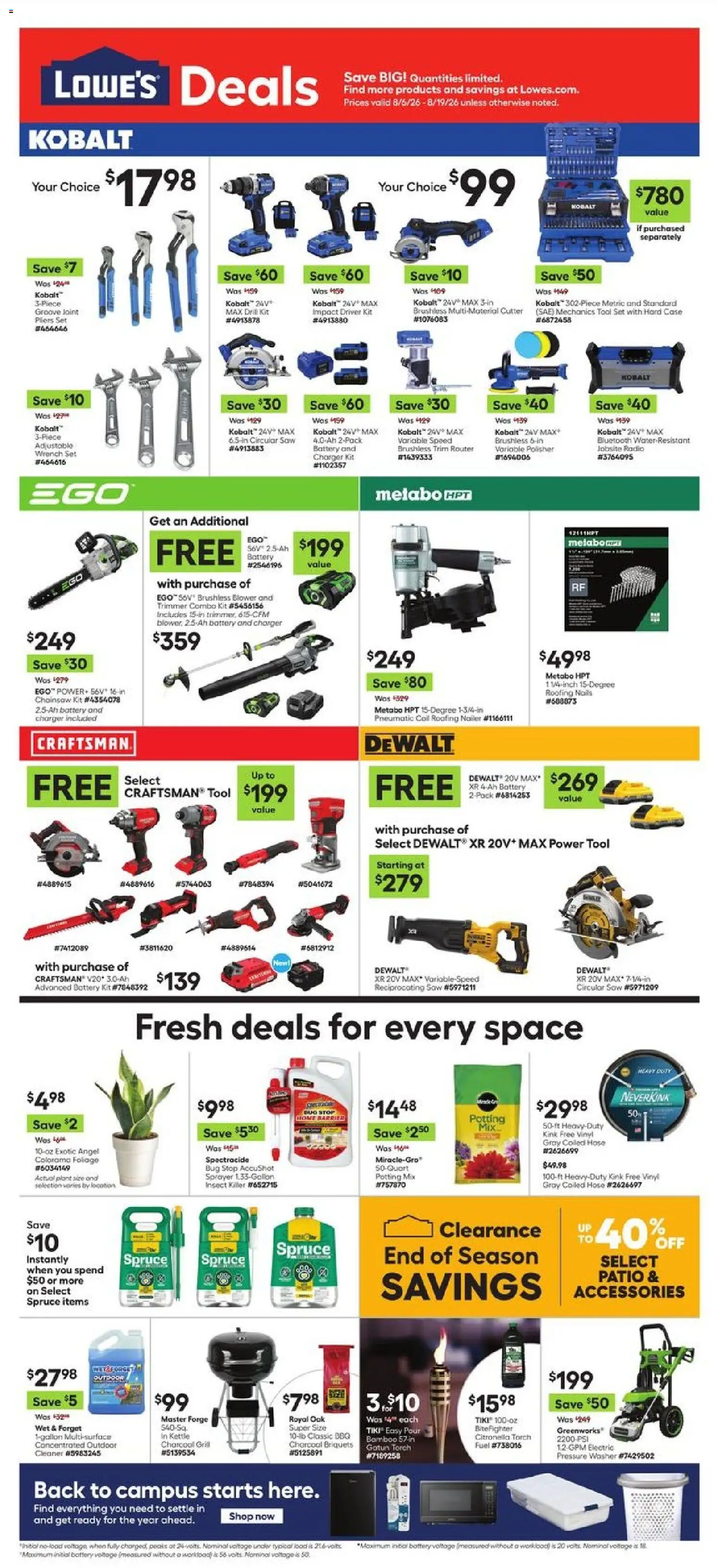Lowe's Weekly Ad - valid from 08/06/2026 | Page: 1 | Products: Saw, Wrench, Trim, Circular Saw