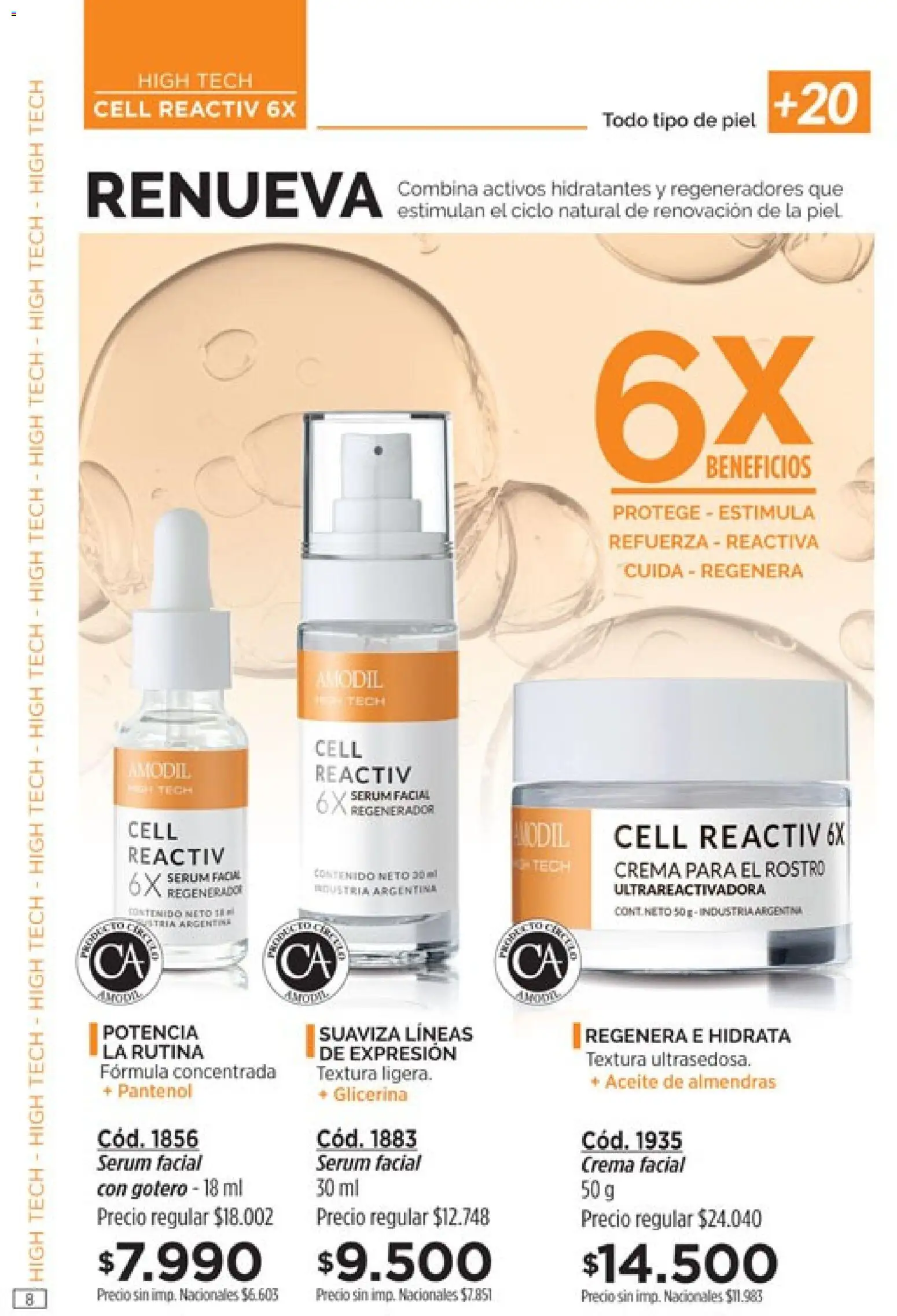Catálogo Amodil Campaña 15 │ válido desde el 26/08/2026 | Página: 8 | Productos: Almendras, Crema facial, Serum, Crema