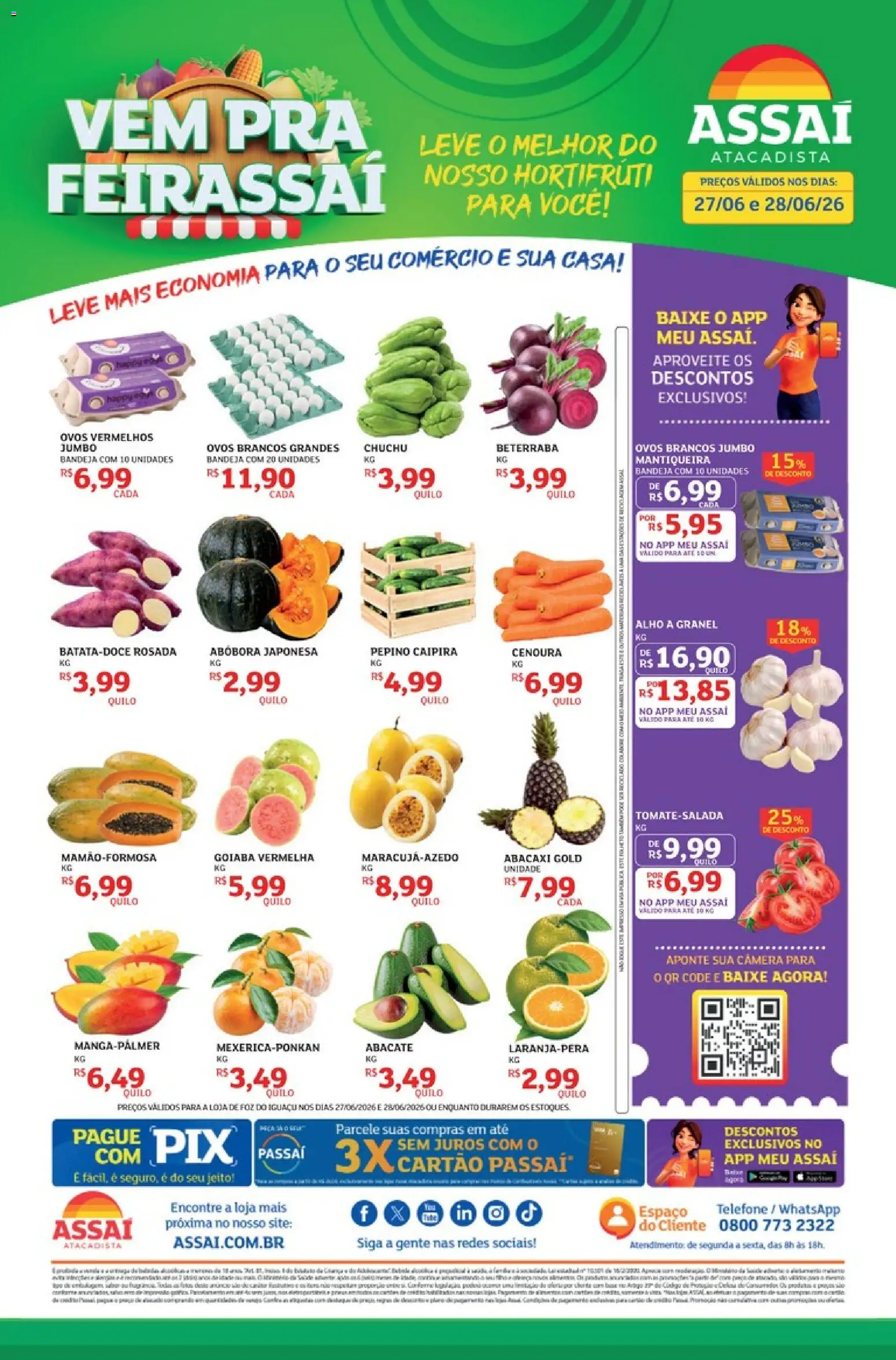 Assaí Atacadista Folheto - válido de 27/06/2026 | Página: 1 | Produtos: Chuchu, Abóbora, Beterraba, Cenoura