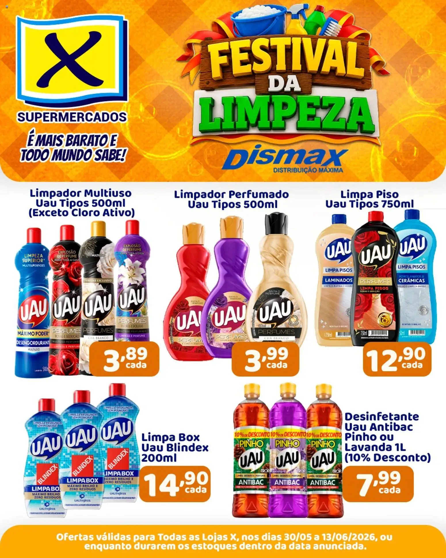 X Supermercados Folheto - válido de 30.05.2026 | Página: 1 | Produtos: Chá, Uau perfumes, Perfumes, Desinfetante