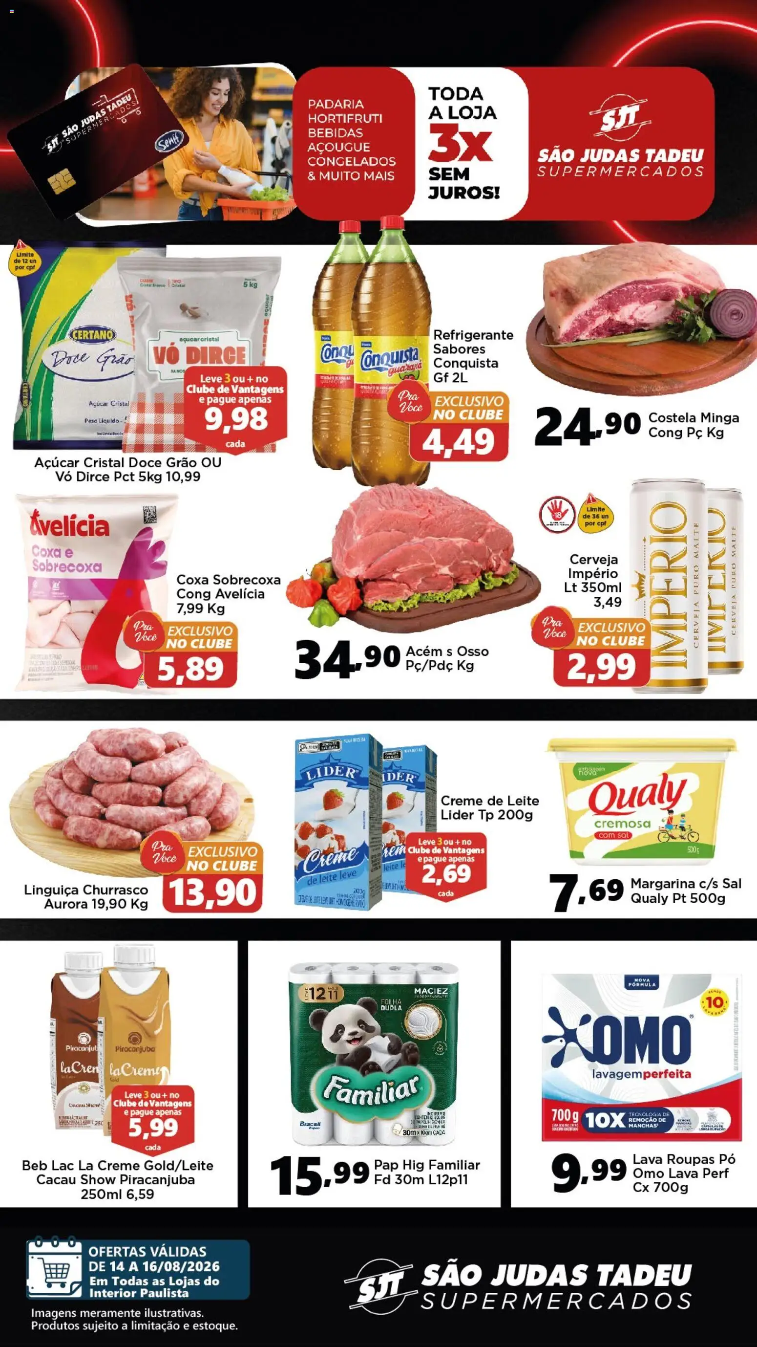 São Judas Tadeu Folheto - válido de 14/08/2026 | Página: 1 | Produtos: Acém, Refrigerante, Creme de leite, Margarina
