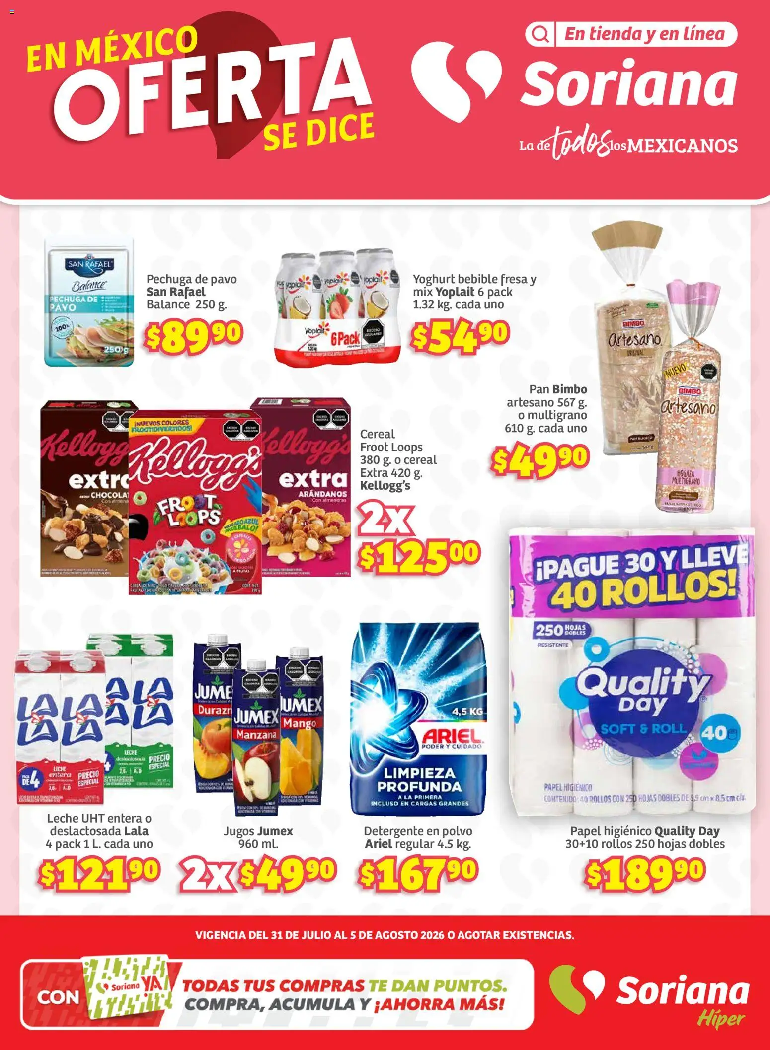 Nuevas ofertas de Soriana válidas en toda la República Mexicana desde el 31/07/2026. ¡Encuentra las mejores ofertas en Soriana Oferta se dice Soriana Híper Nacional! | Página: 1 | Productos: Manzana, Leche, Papel higiénico, Té