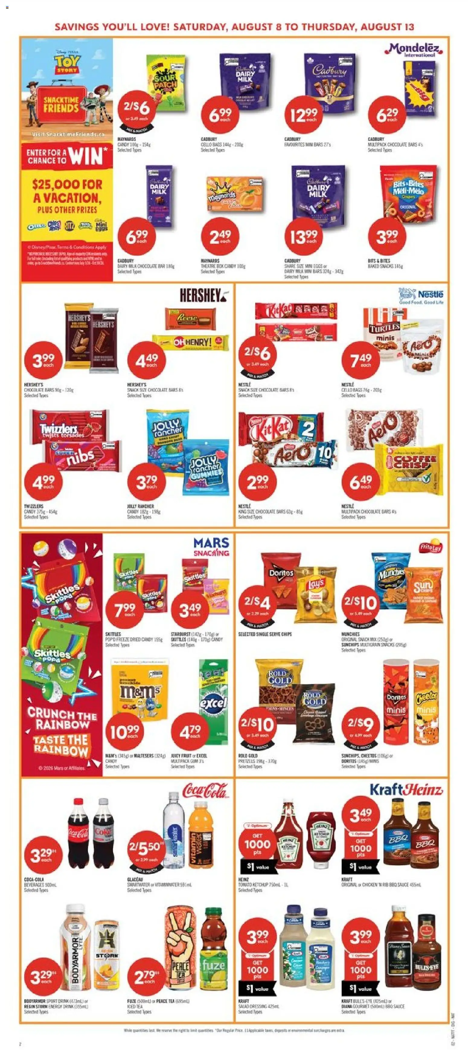 Shoppers flyer valid from Aug 7, 2026 | Page: 7 | Products: Tea, Iced tea, Fruit, Snacks
