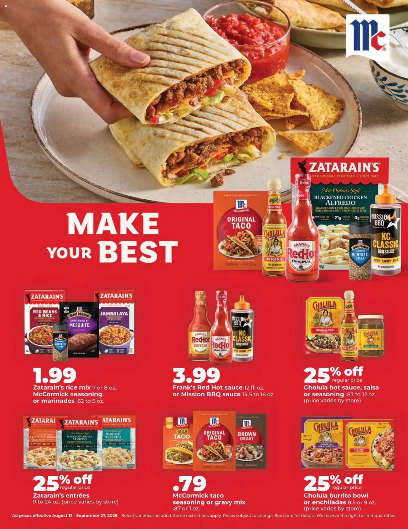 HyVee Monthly Ad - valid from 08/31/2026 | Page: 11 | Products: Meat, Cheese, Rice, Steak