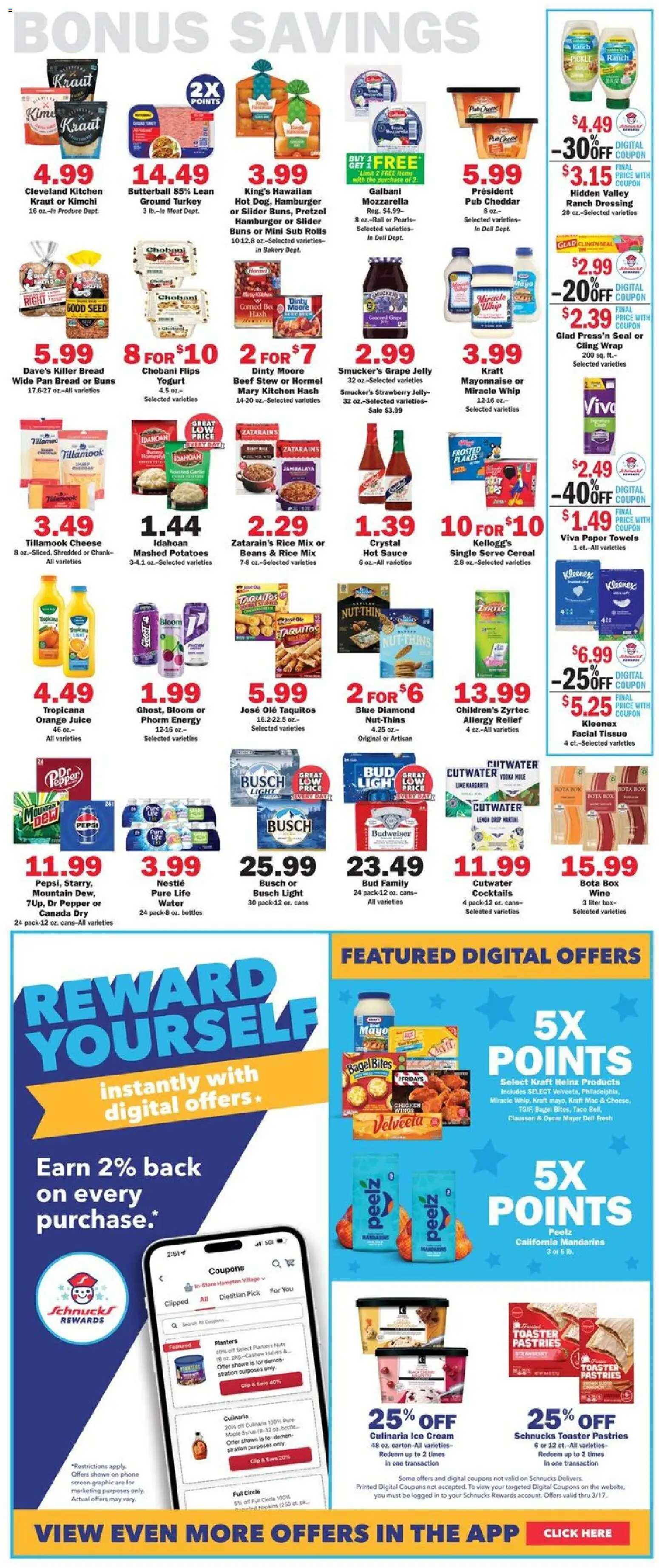 Schnucks Weekly Ad - valid from 11.03.2026 | Page: 5 | Products: Wine, Cream, Ice cream, Sauce