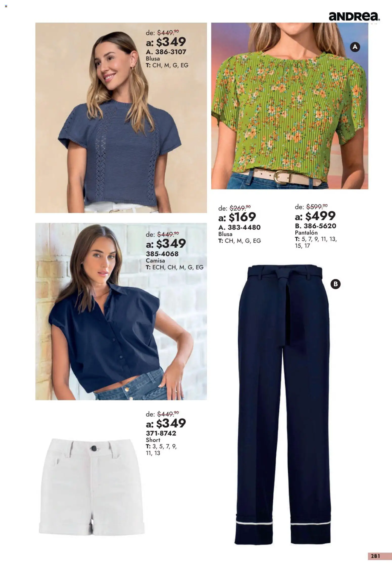 Nuevas ofertas de Andrea válidas en toda la República Mexicana desde el 13/09/2026. ¡Encuentra las mejores ofertas en Andrea catálogo Outlet! | Página: 281 | Productos: Blusa, Camisa, Short