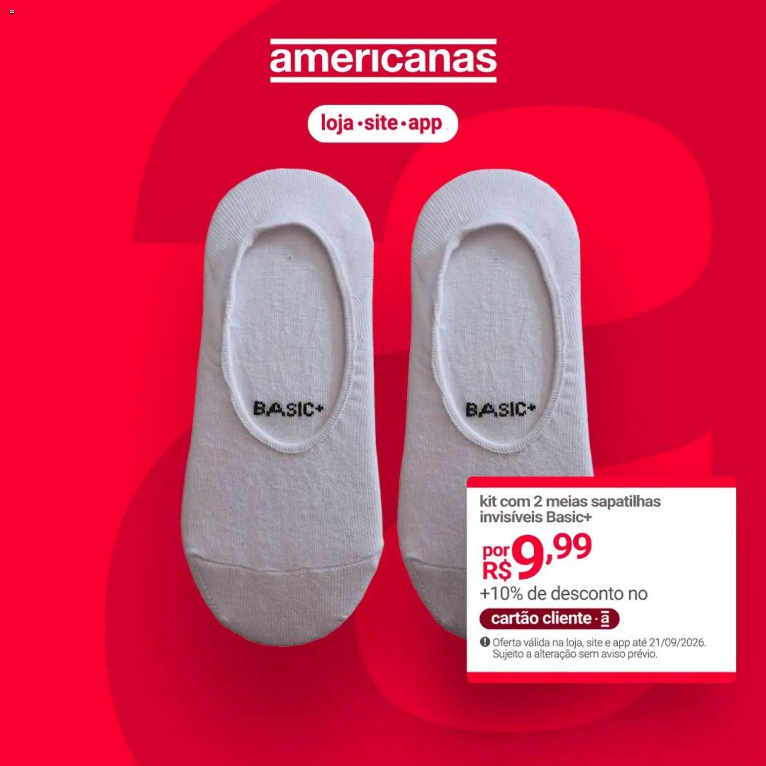 Lojas Americanas Folheto - válido de 14/09/2026 | Página: 5 | Produtos: Meias, Sapatilhas