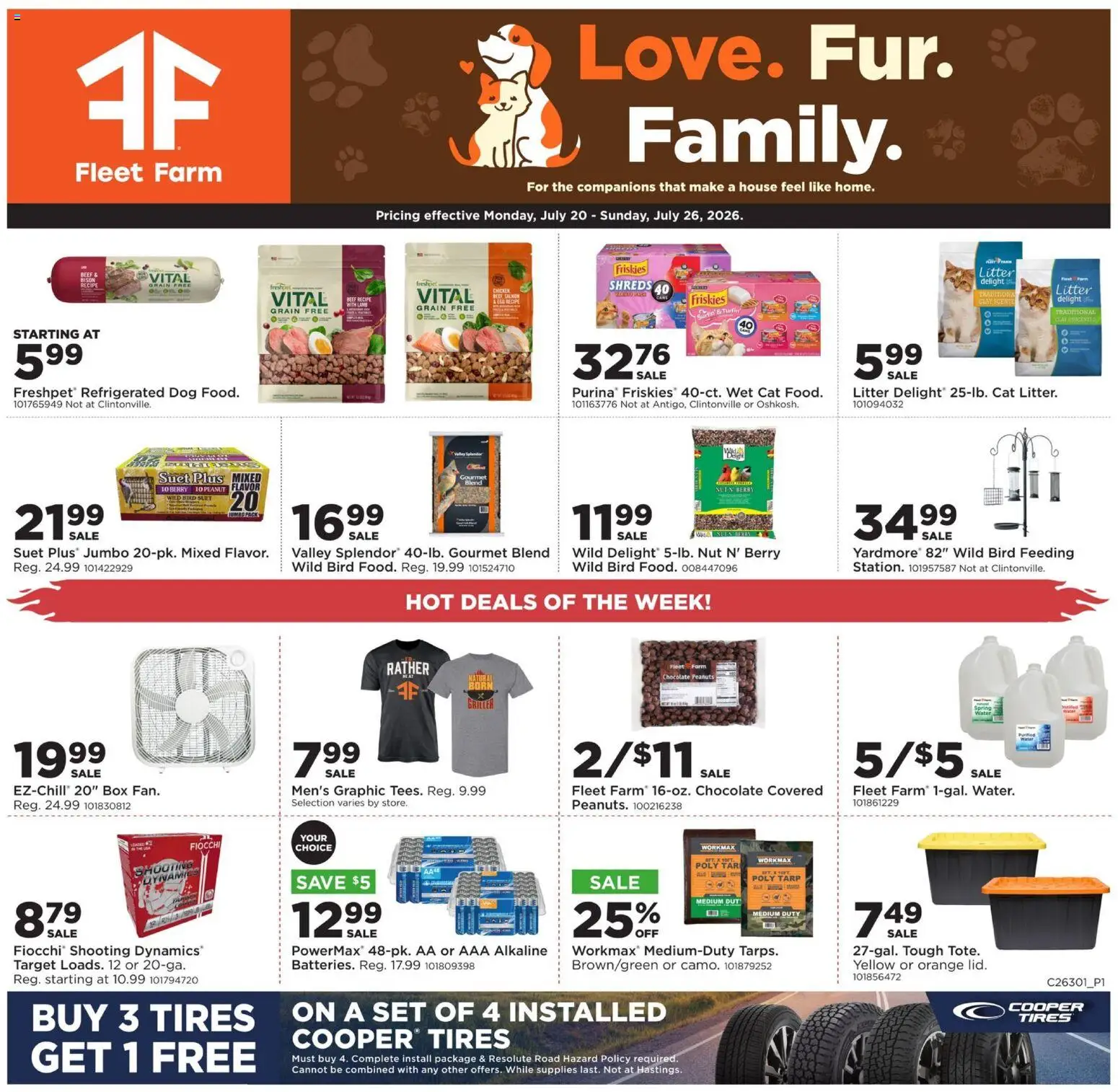 Mills Fleet Farm Weekly Ad - valid from 07/20/2026 | Page: 1 | Products: Box, Chocolate, Beef