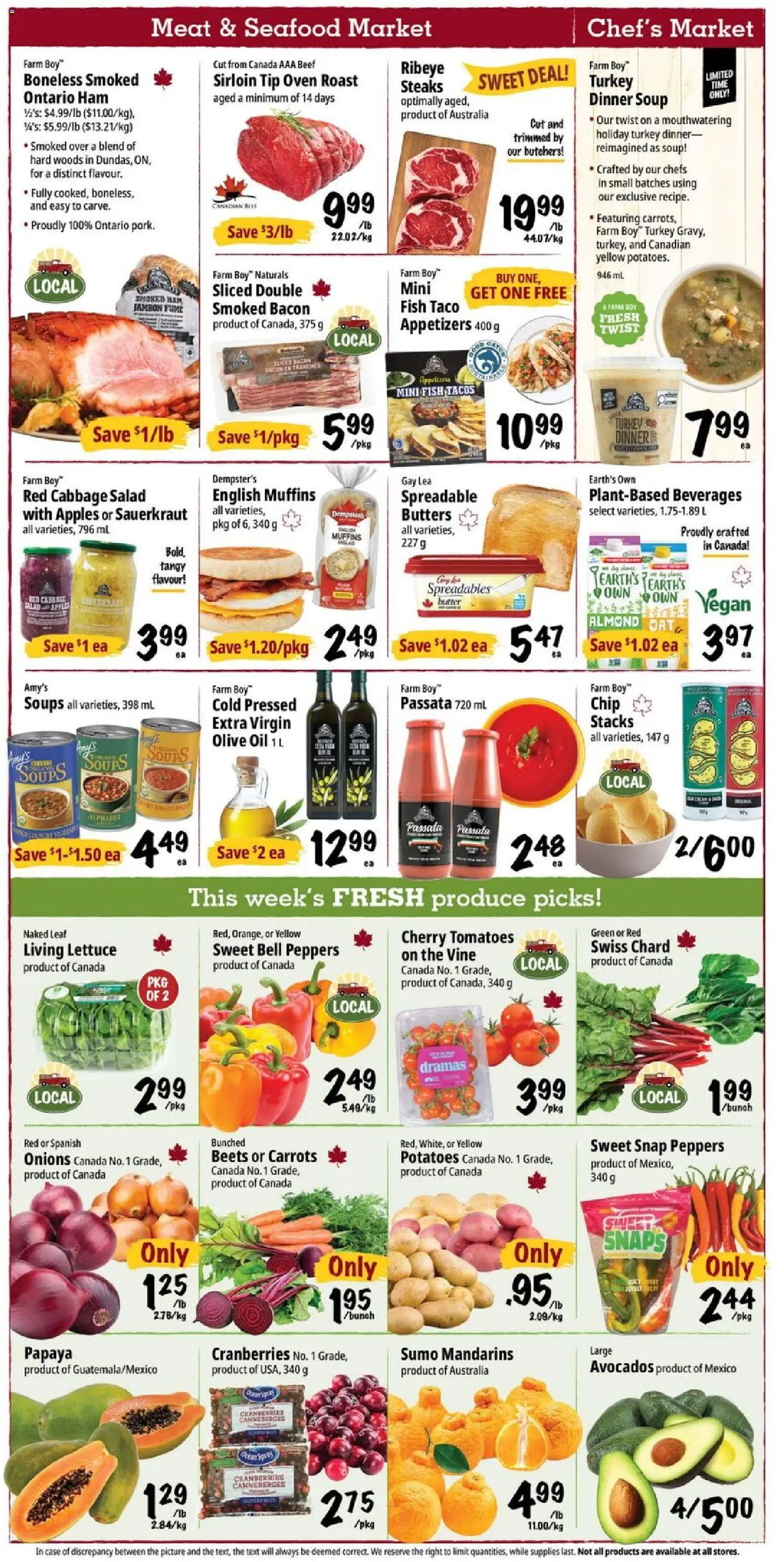 Farm Boy flyer valid from Oct 1, 2026 | Page: 2 | Products: Cranberries, Cabbage, Oil, Tomatoes
